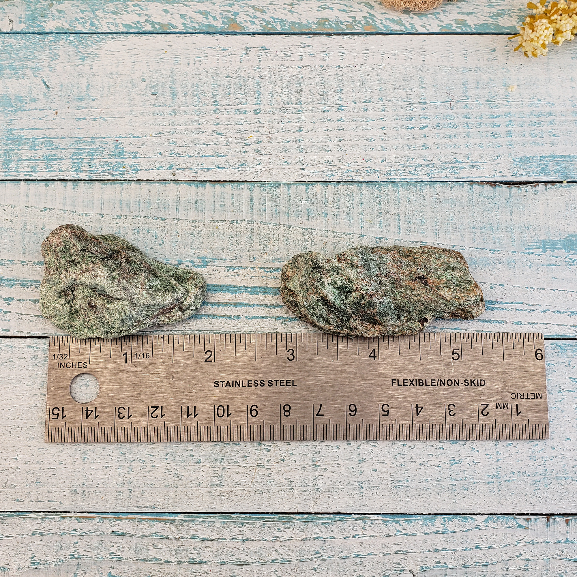 Raw Fuchsite Muscovite Mica Natural Rough Gemstone - Medium One Stone - Measurement