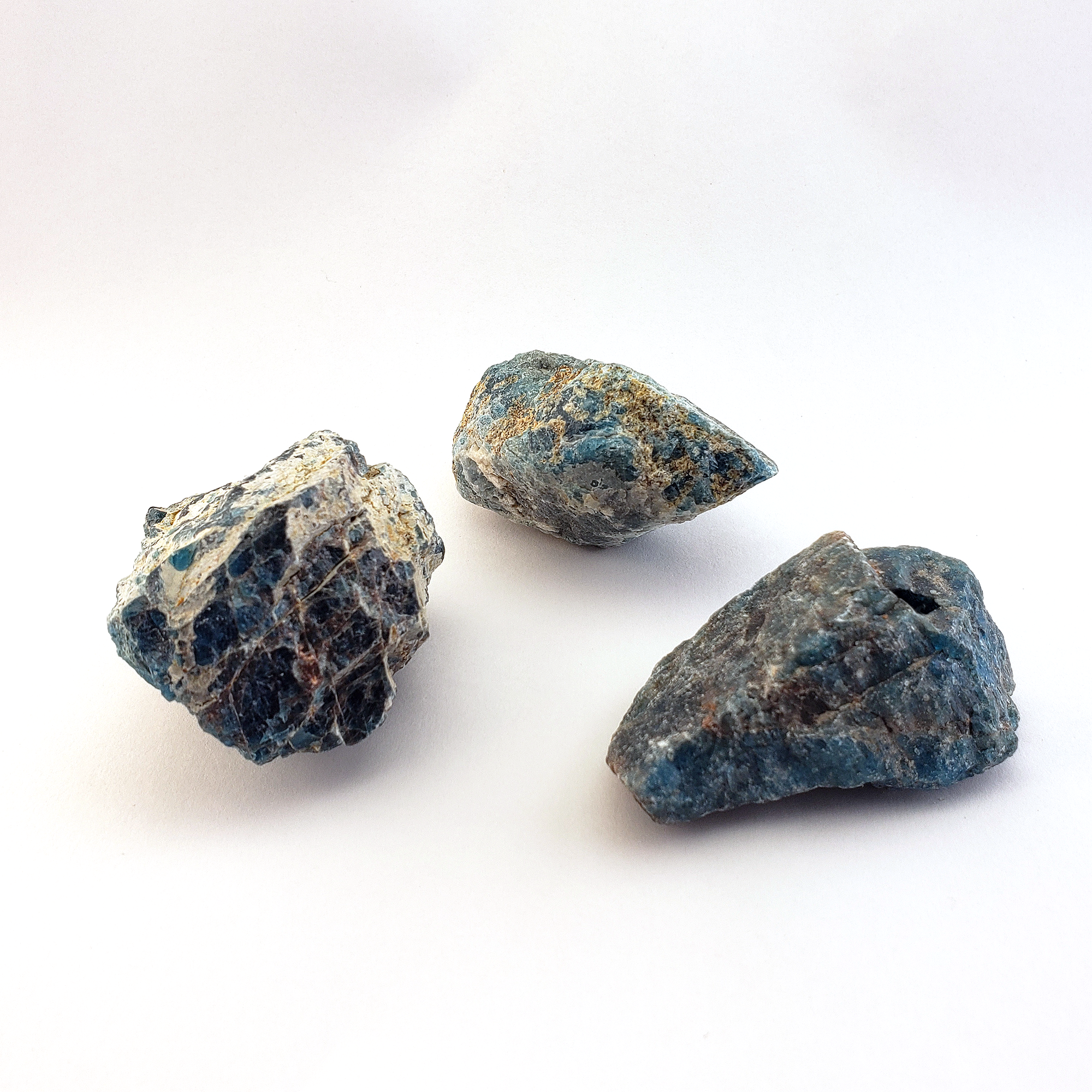 Blue Apatite Natural Raw Crystal Rough Gemstone - Medium - White Background
