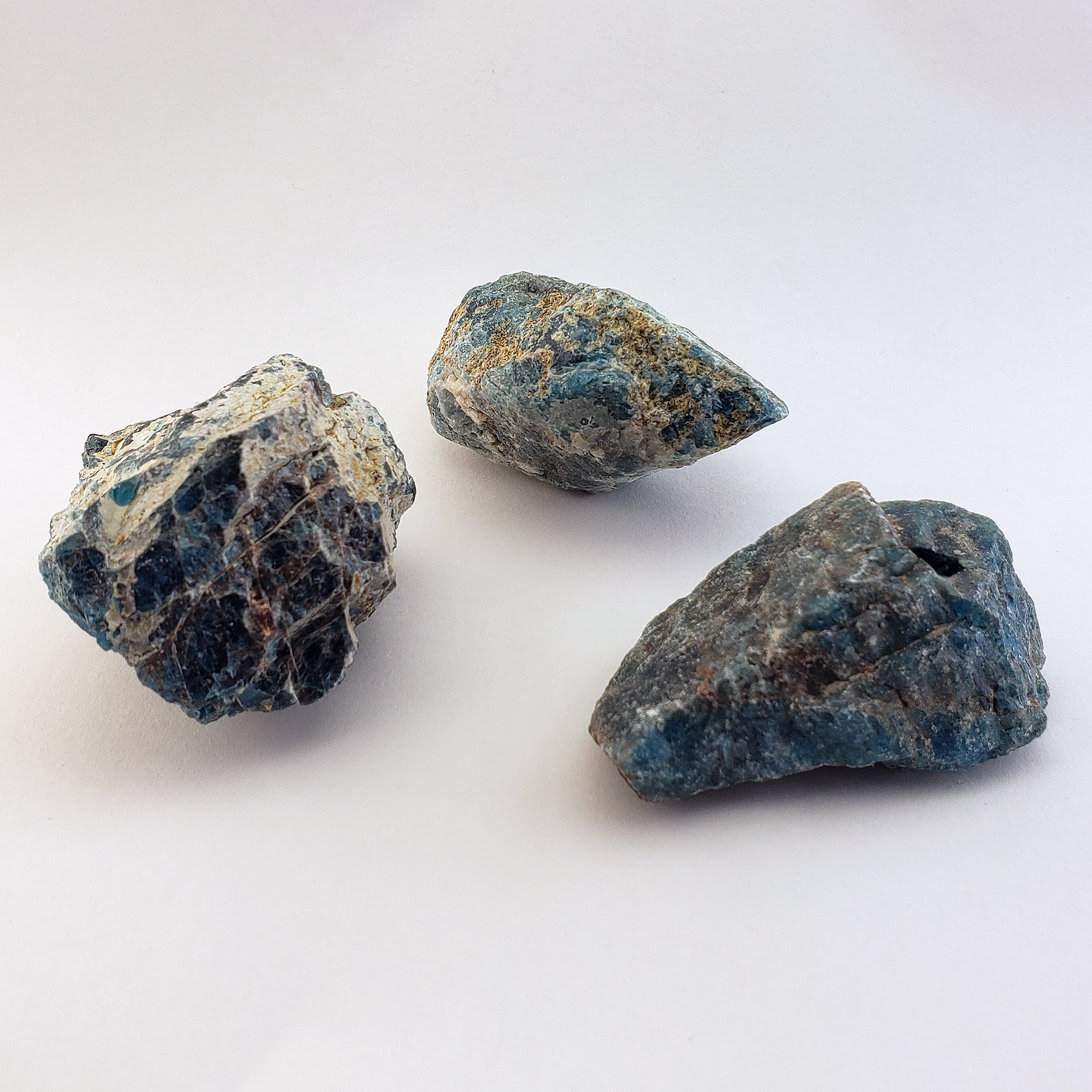 Blue Apatite Natural Raw Crystal Rough Gemstone - Medium - White Background 2