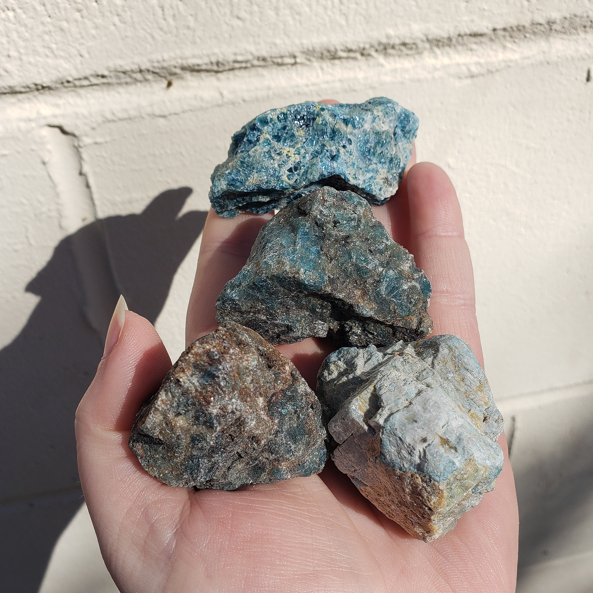Blue Apatite Natural Raw Crystal Rough Gemstone - Medium - Outdoors