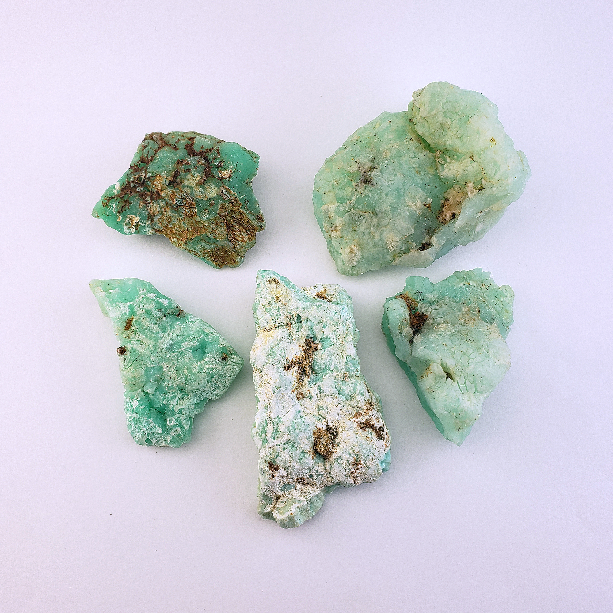 Chrysoprase Natural Raw Crystal Rough Gemstone - High Quality Medium - White Background 2