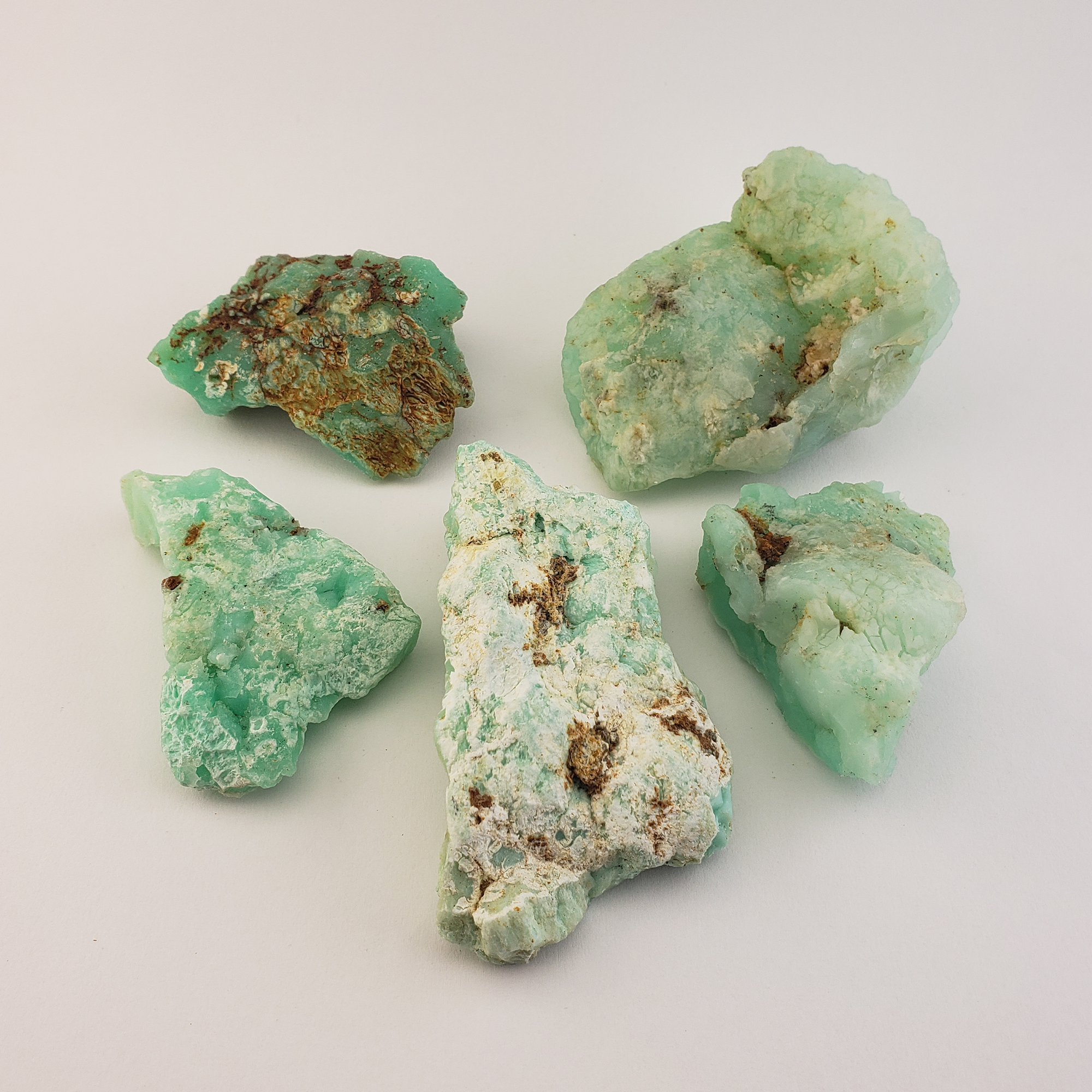 Chrysoprase Natural Raw Crystal Rough Gemstone - High Quality Medium - White Background 4