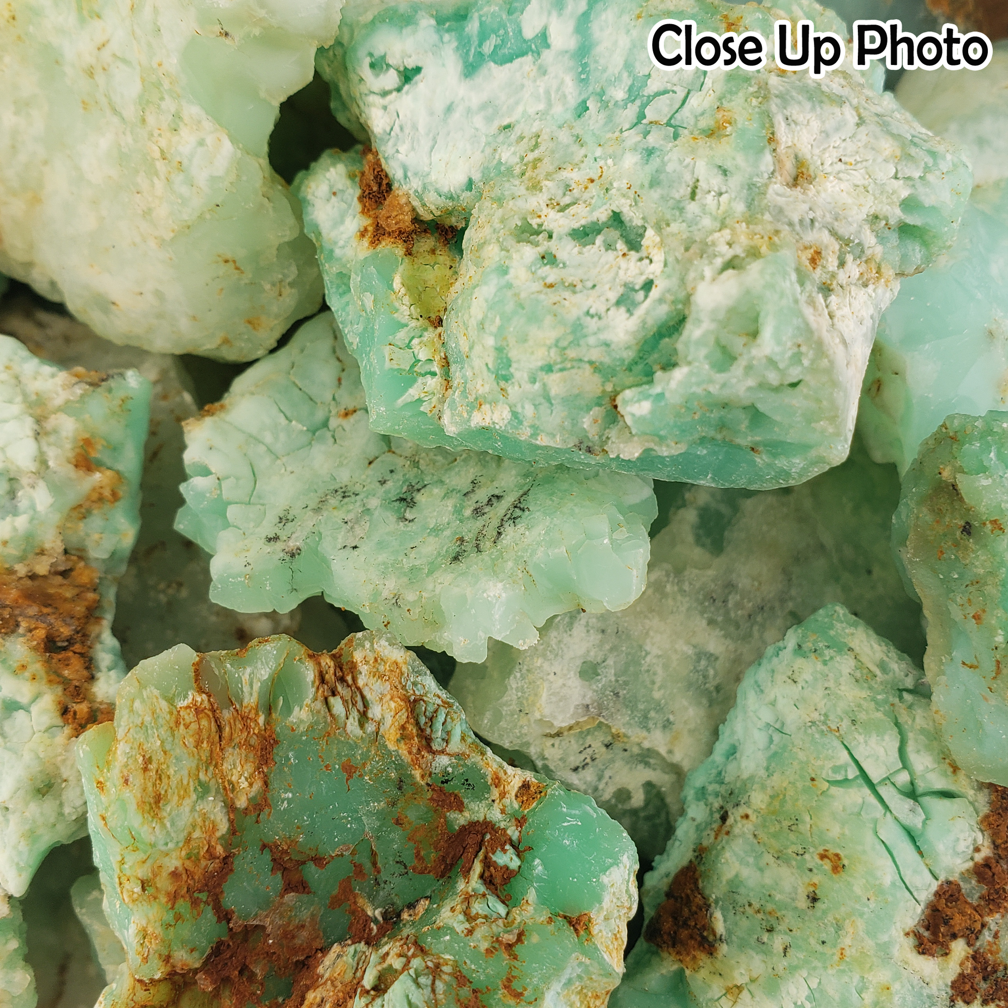 Chrysoprase Natural Raw Crystal Rough Gemstone - High Quality Medium - Close Up Photo