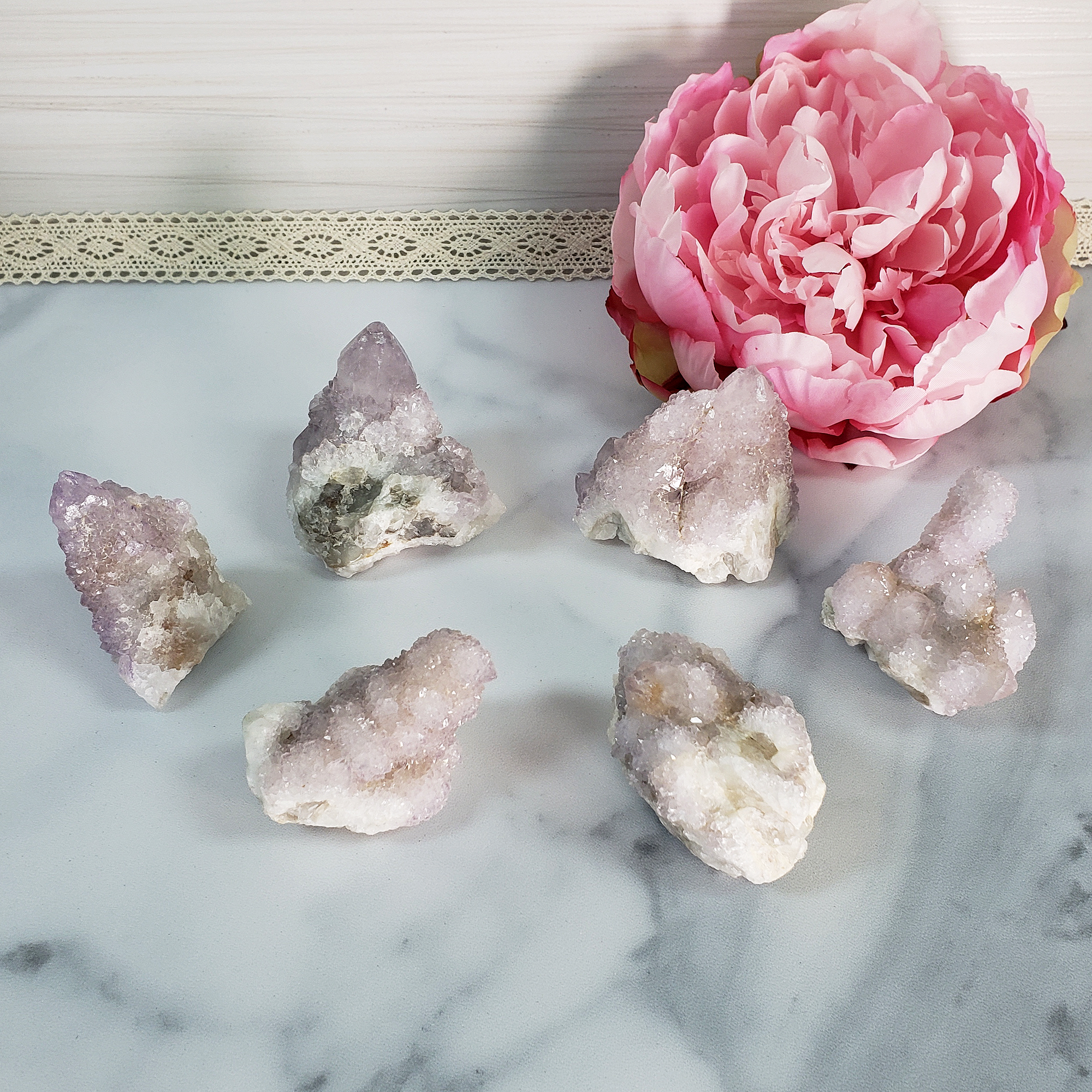 Spirit Cactus Quartz Lavender Amethyst Crystal Natural Druzy Cluster | MEDIUM - On Tile