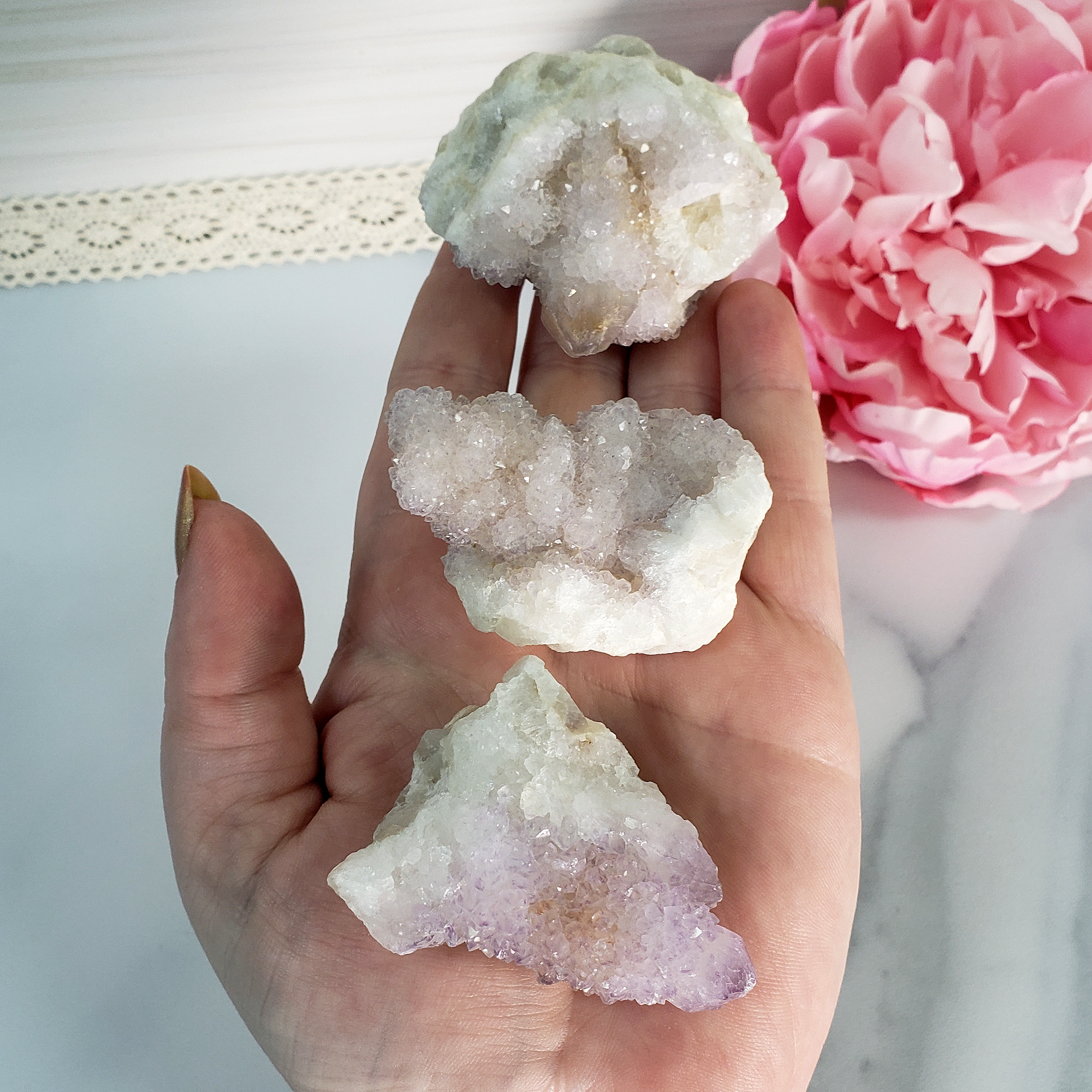 Spirit Cactus Quartz Lavender Amethyst Crystal Natural Druzy Cluster | MEDIUM - In Hand