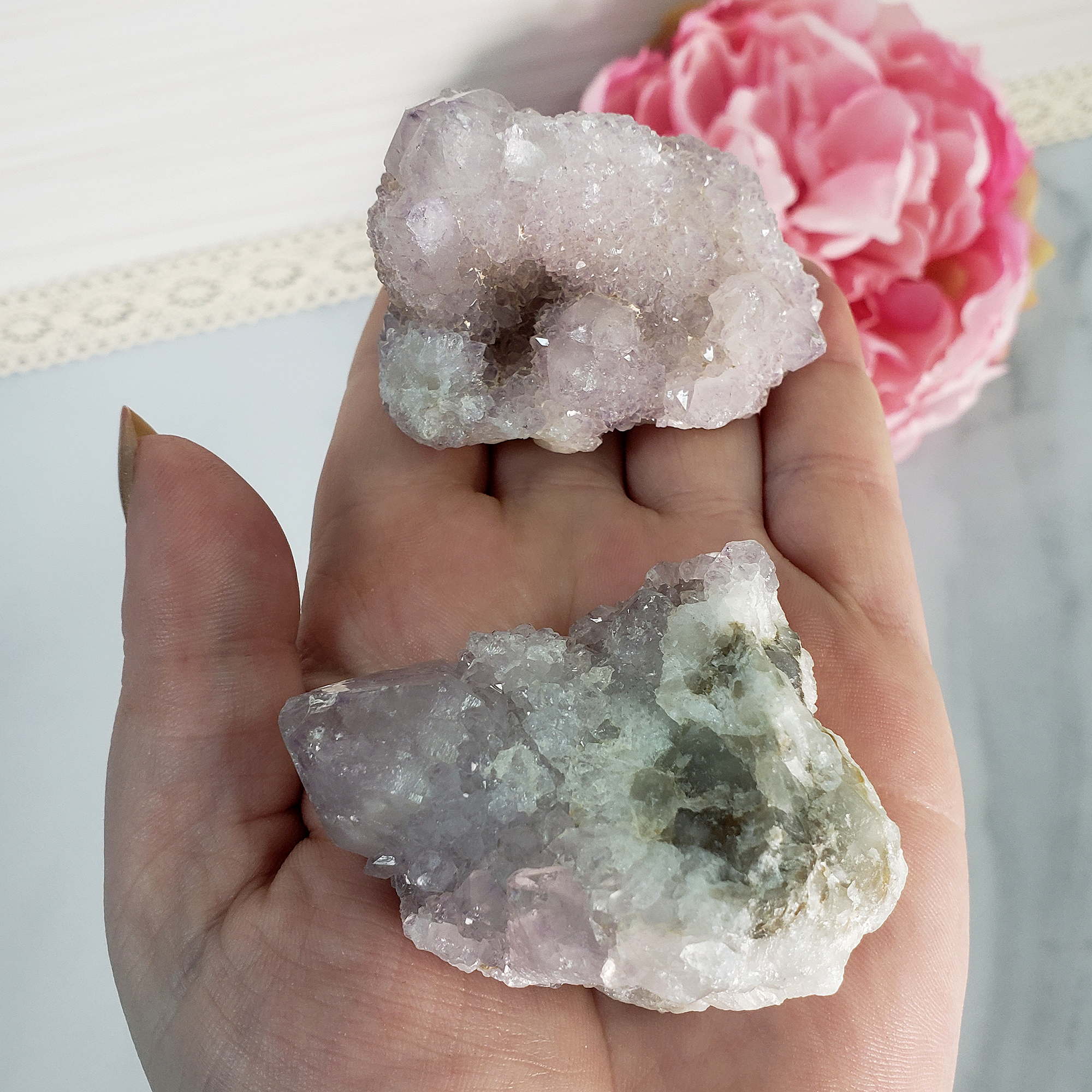 Spirit Cactus Quartz Lavender Amethyst Crystal Natural Druzy Cluster | MEDIUM - In hand 2