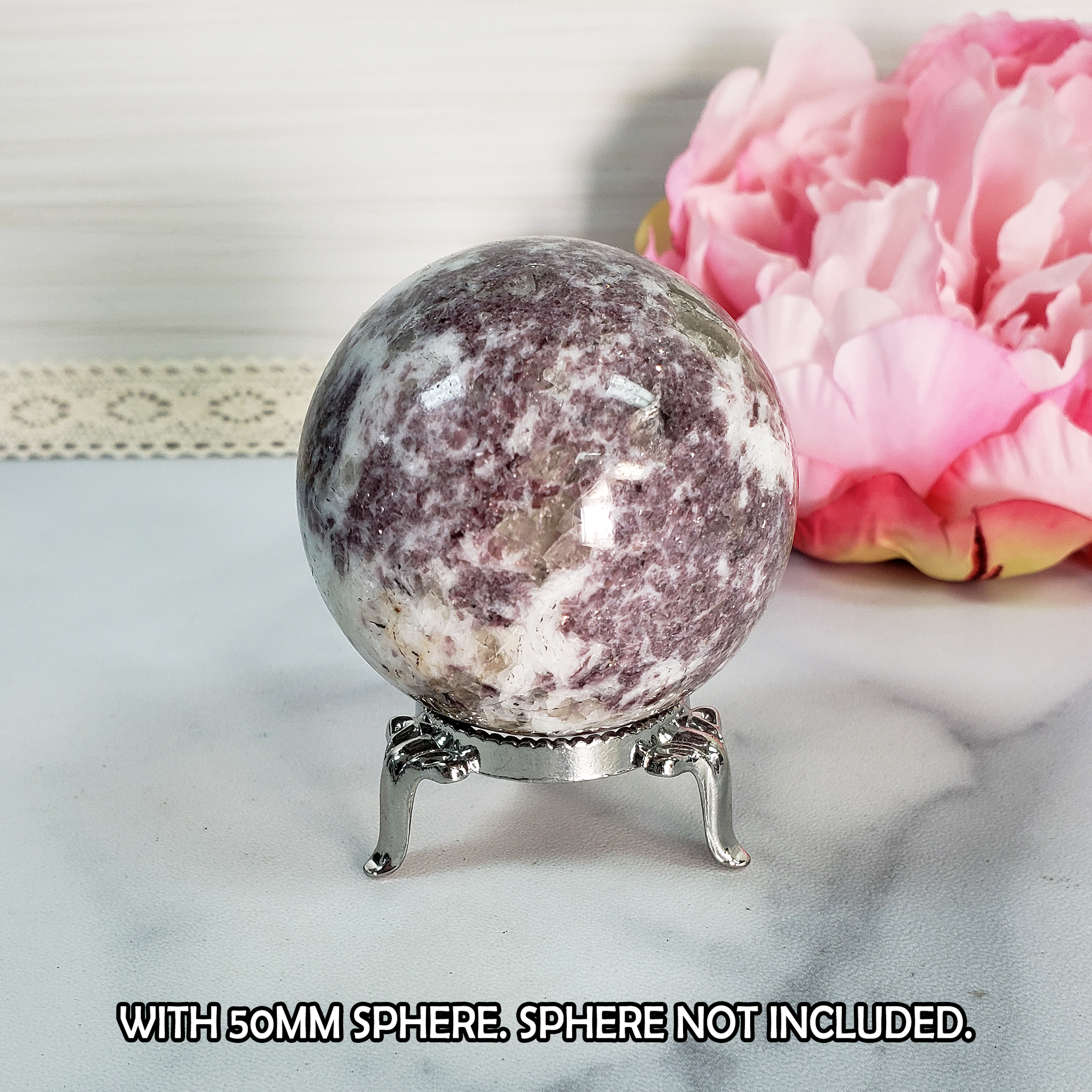 Metal Display Stand for Gemstone Spheres, Crystal Geodes, & Stone Eggs | Medium - 3