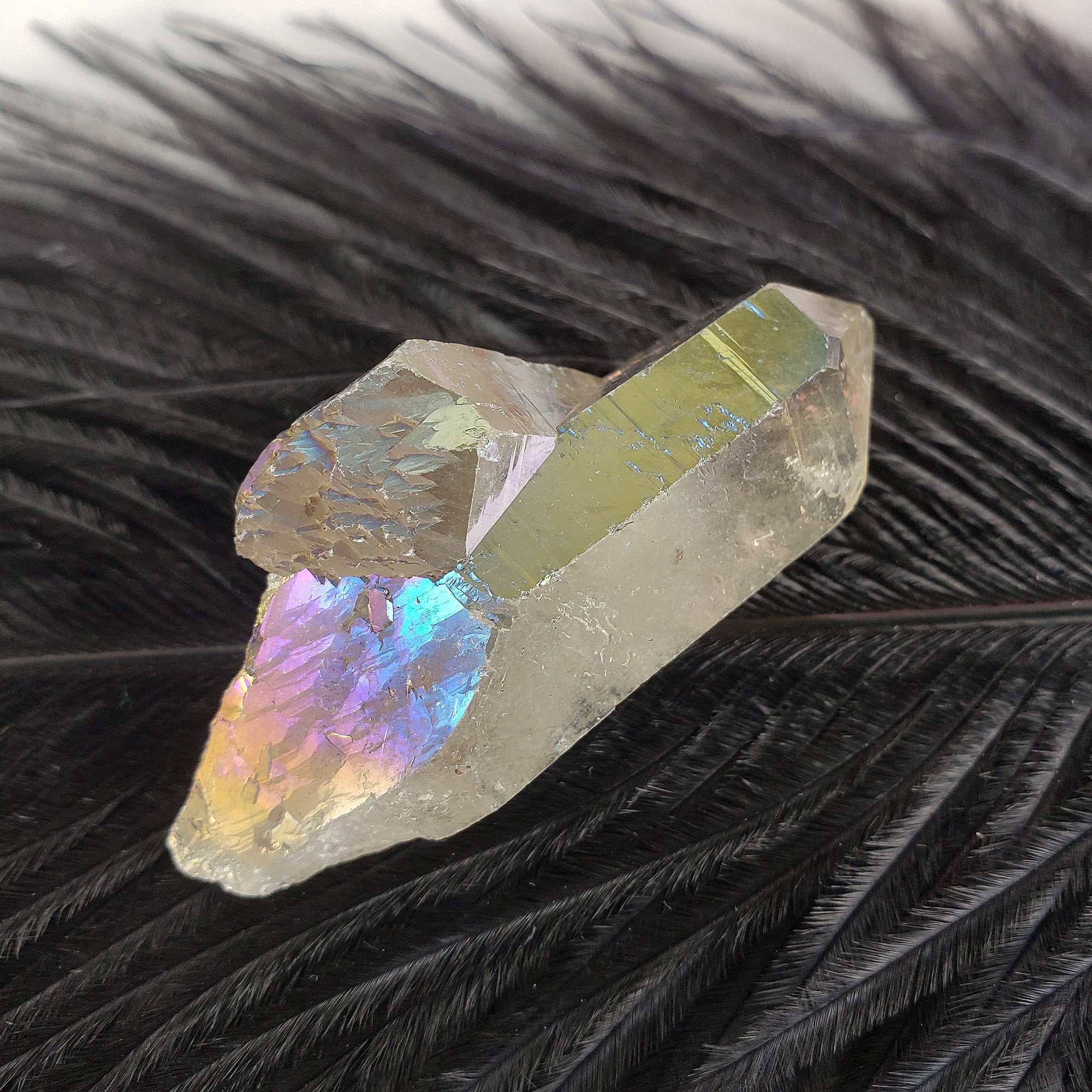 Unique Titanium Rainbow Aura Quartz Crystal Treated Gemstone | Megumi - 1