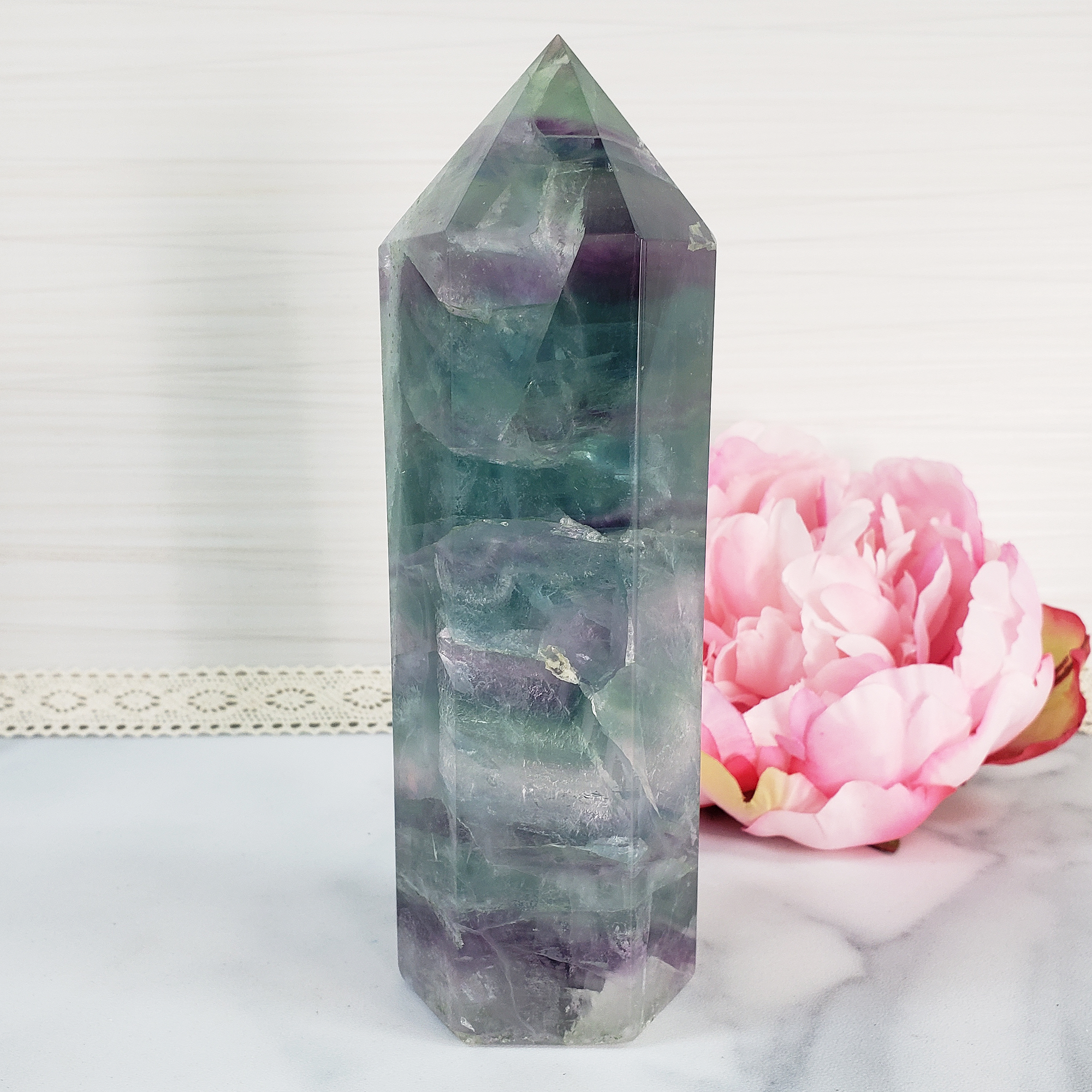 Unique Jumbo Rainbow Fluorite Crystal Tower Natural Gemstone | Memory - 1