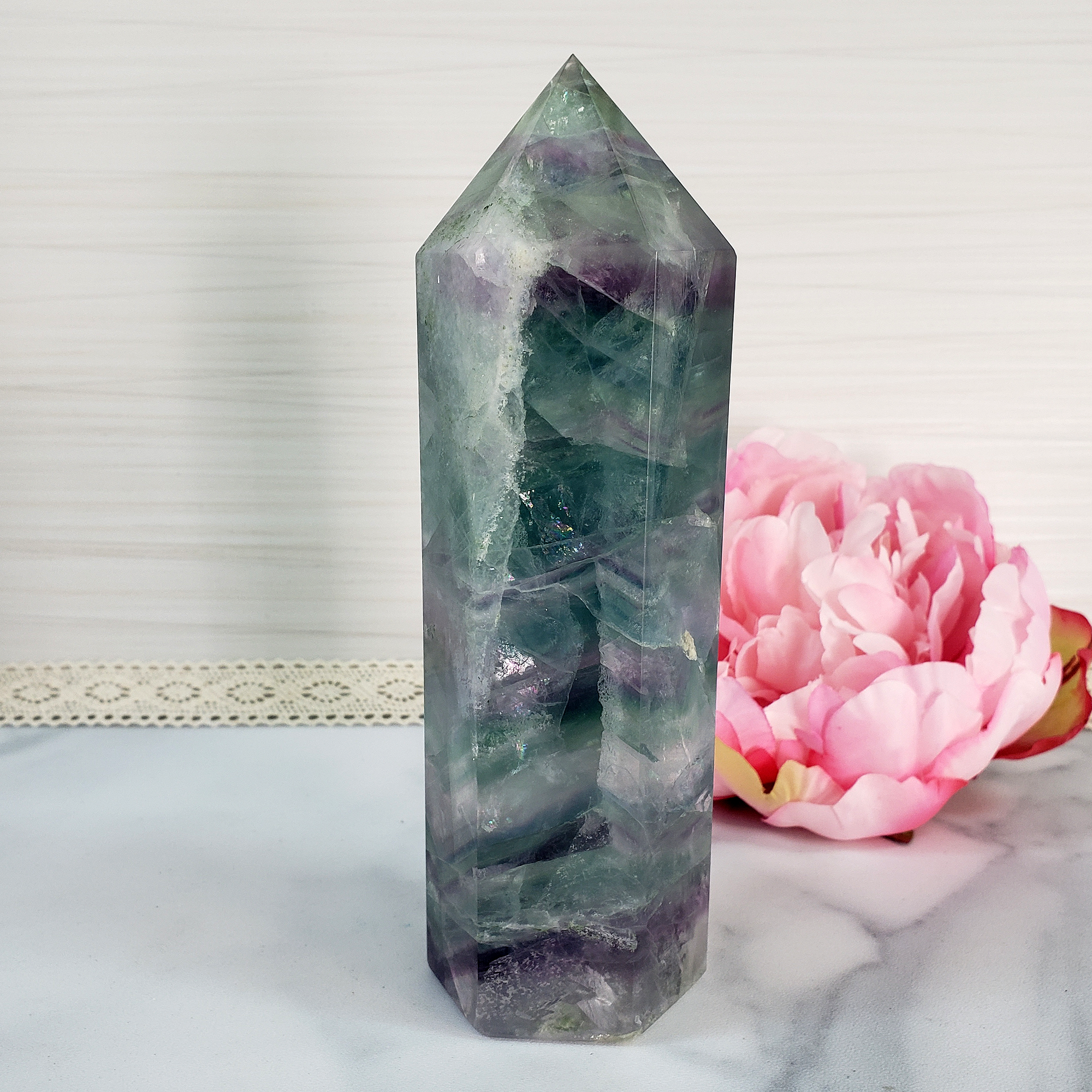 Unique Jumbo Rainbow Fluorite Crystal Tower Natural Gemstone | Memory - 2