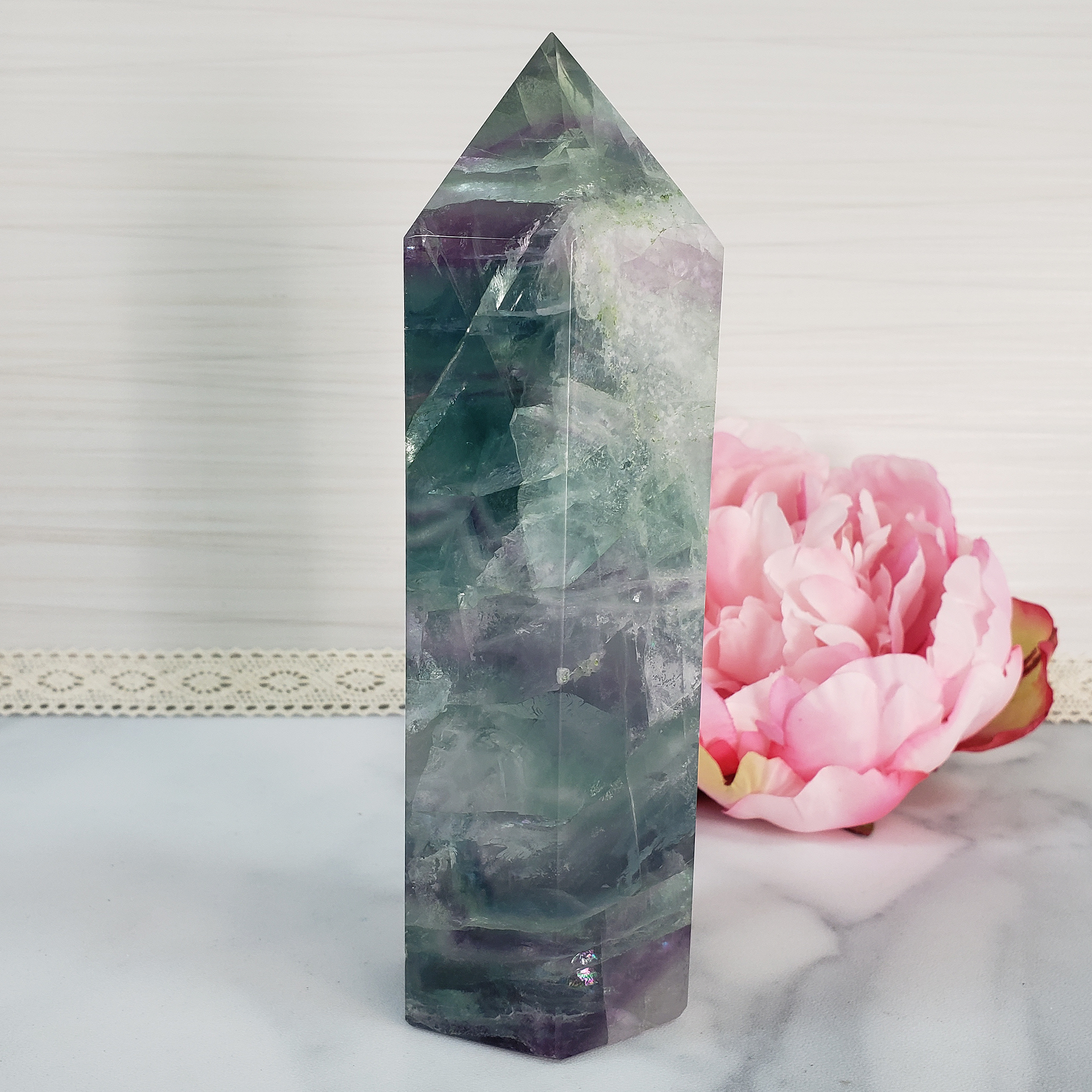 Unique Jumbo Rainbow Fluorite Crystal Tower Natural Gemstone | Memory - 3