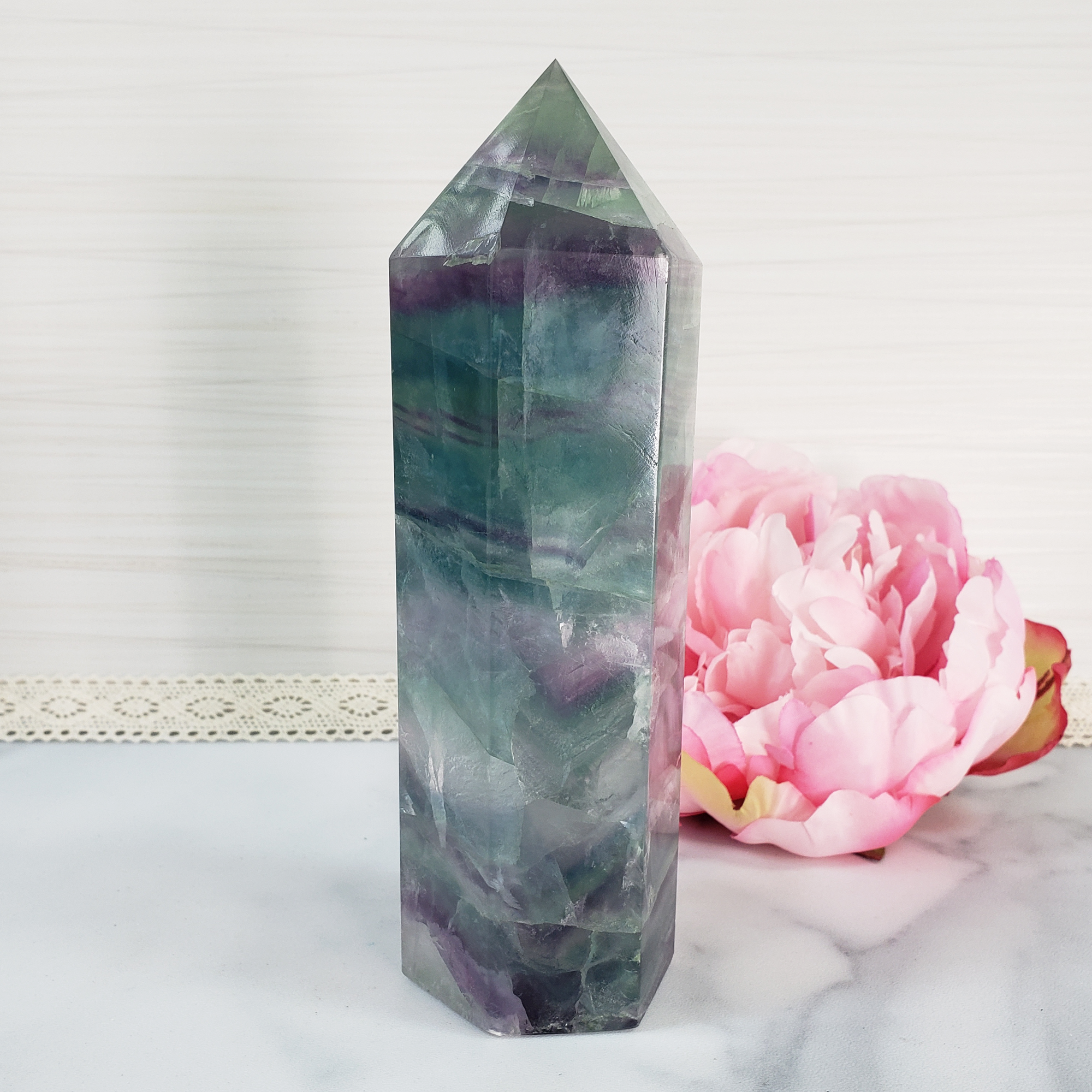 Unique Jumbo Rainbow Fluorite Crystal Tower Natural Gemstone | Memory - 8