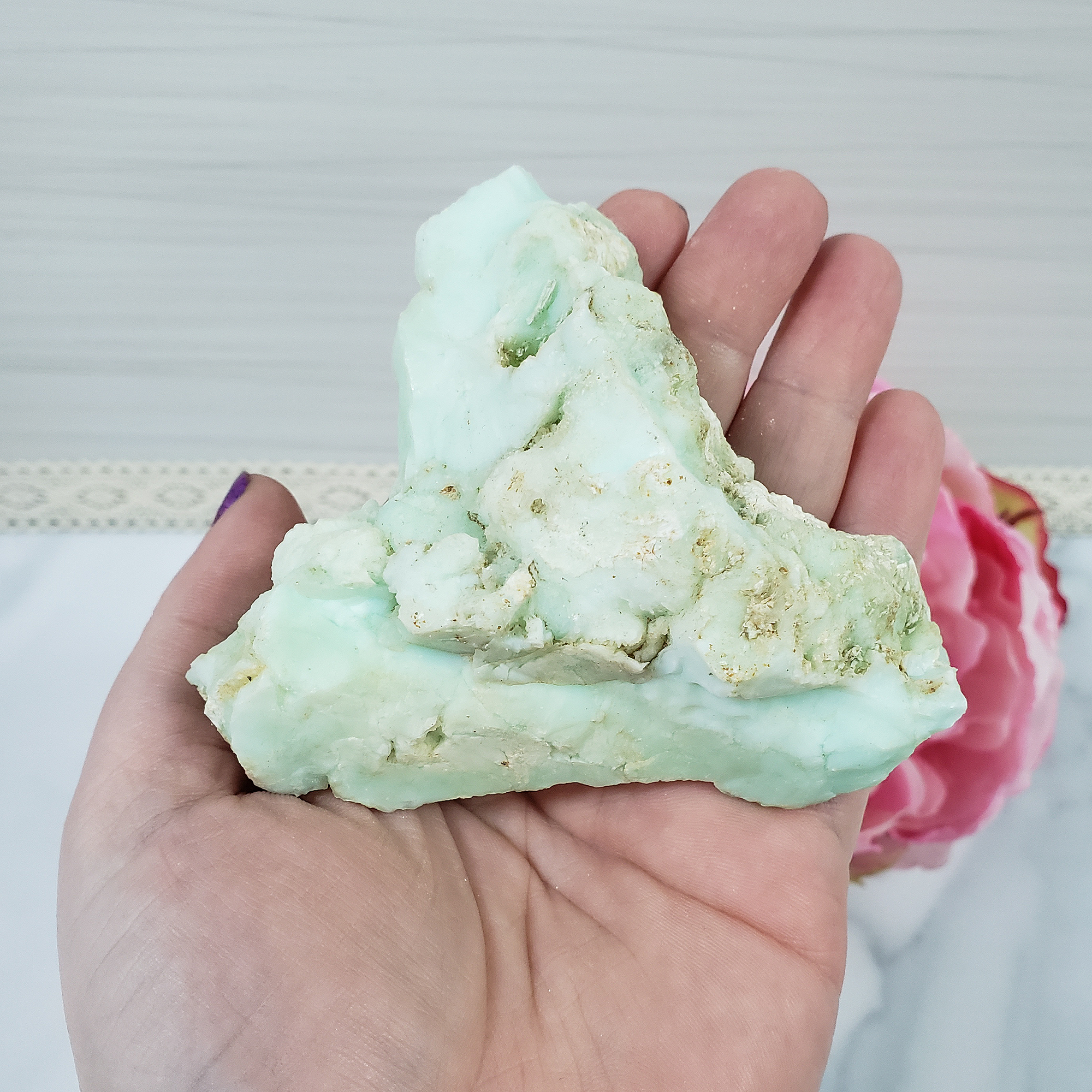 Unique Large High Quality Natural Raw Green Chrysoprase Cluster | Mercy - 1