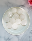 Milky Quartz Natural Gemstone Sphere Crystal Orb Marble - One 30mm Sphere - Milky Quartz Crystal Balls in White Ceramic Bowl