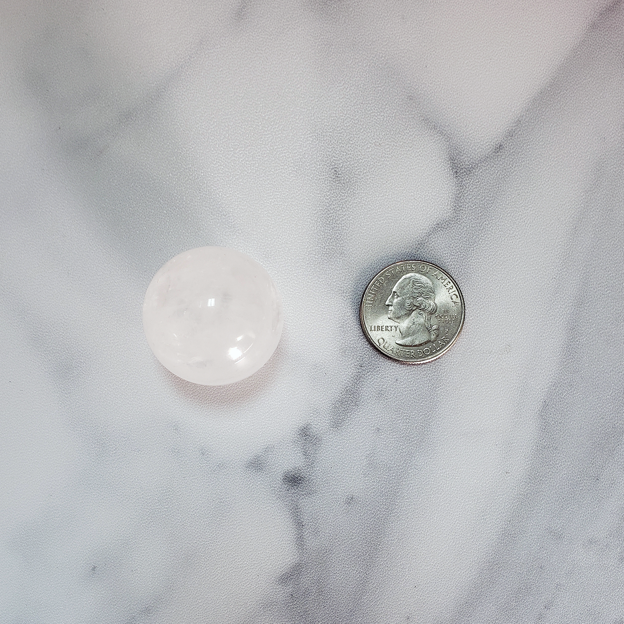 Milky Quartz Natural Gemstone Sphere Crystal Orb Marble - One 30mm Sphere - Size Comparison