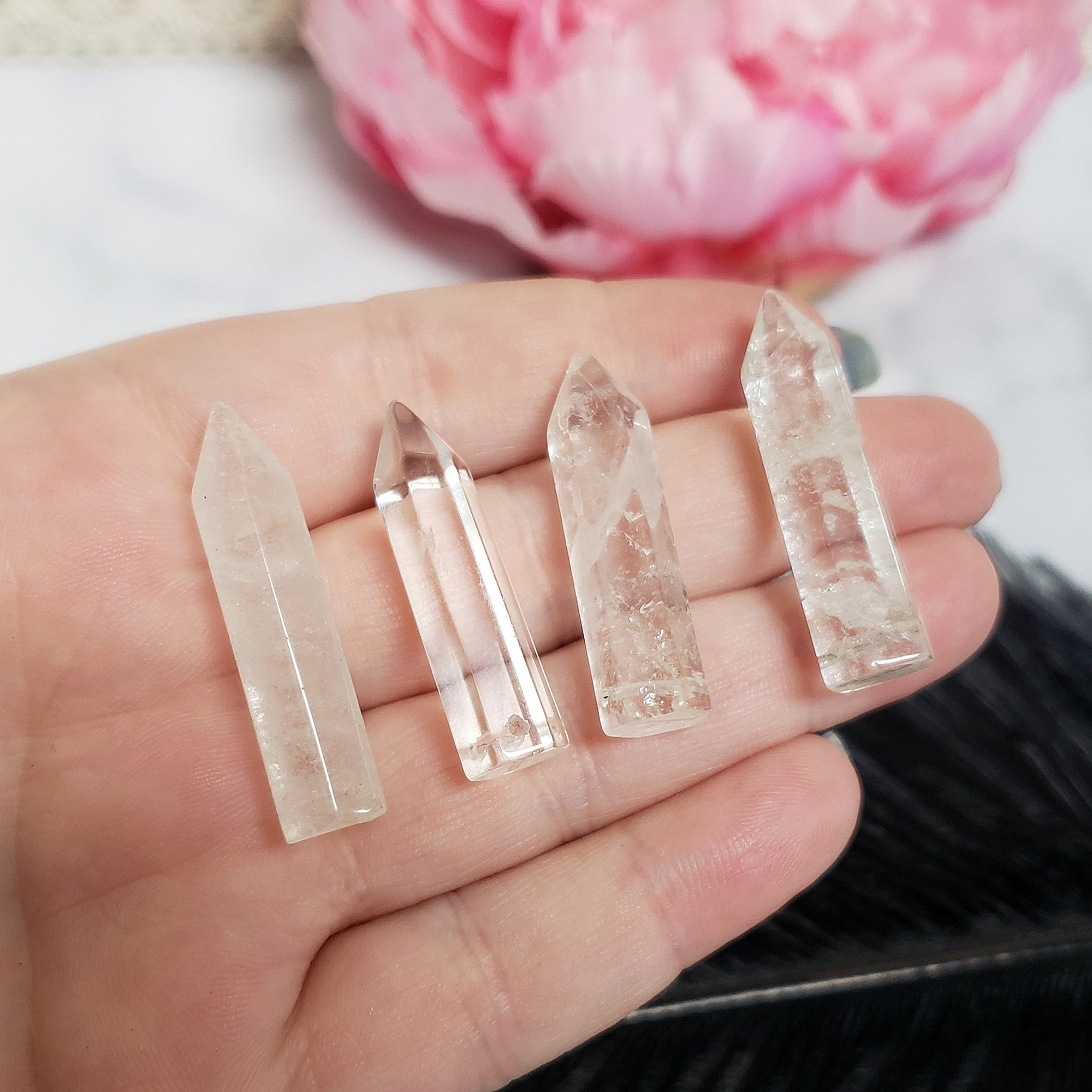 Quartz Crystal Point Bead Natural Gemstone Tower Drilled | SMALL - 2