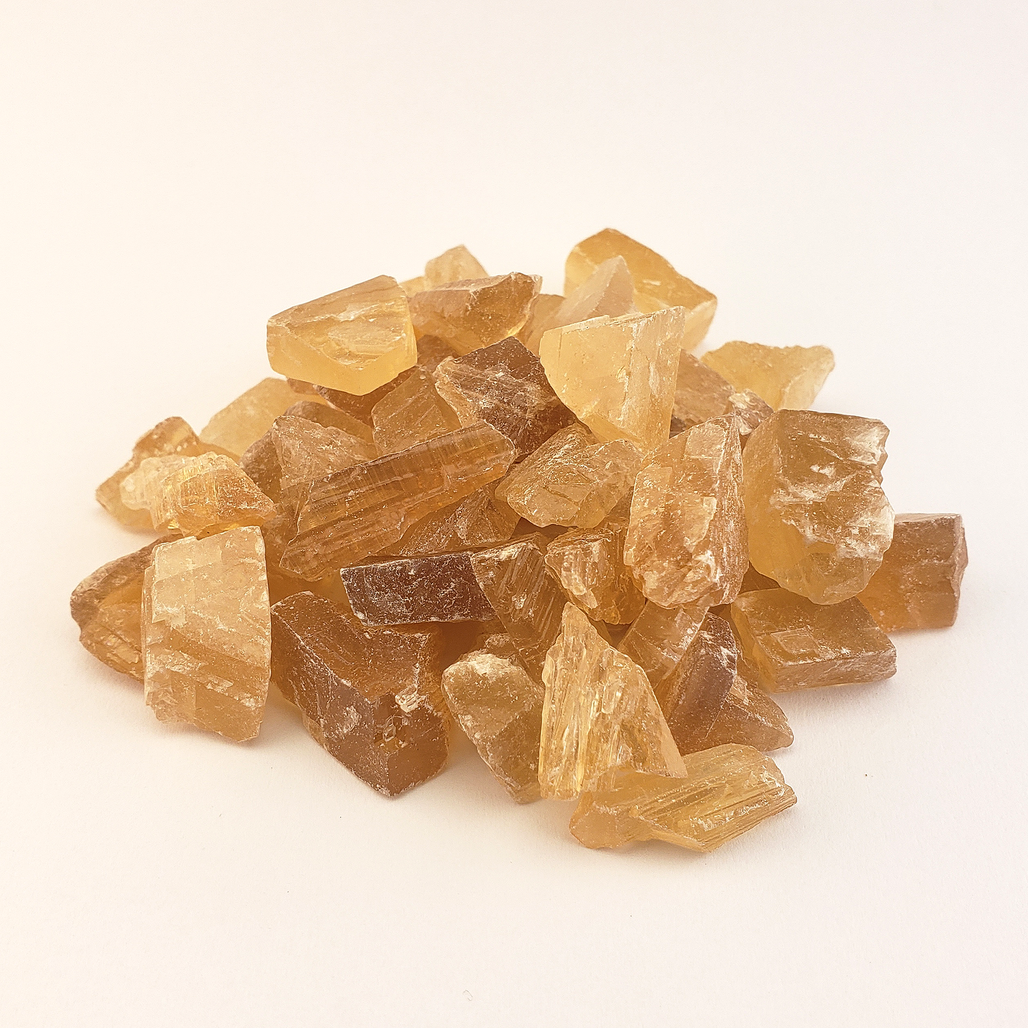 Honey Calcite Natural Raw Crystals Rough Gemstones - 3 Mini Stones - On White Background