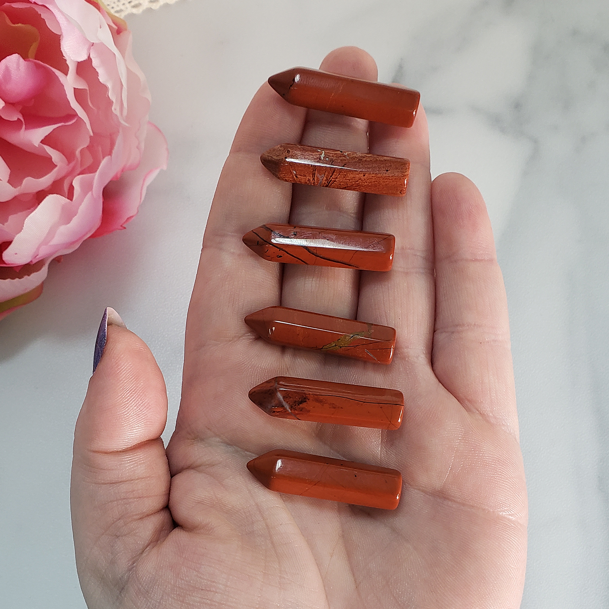 Red Jasper Stone Natural Crystal Tower Point | MINI - Red Jasper Stone Points for Jewelry Making