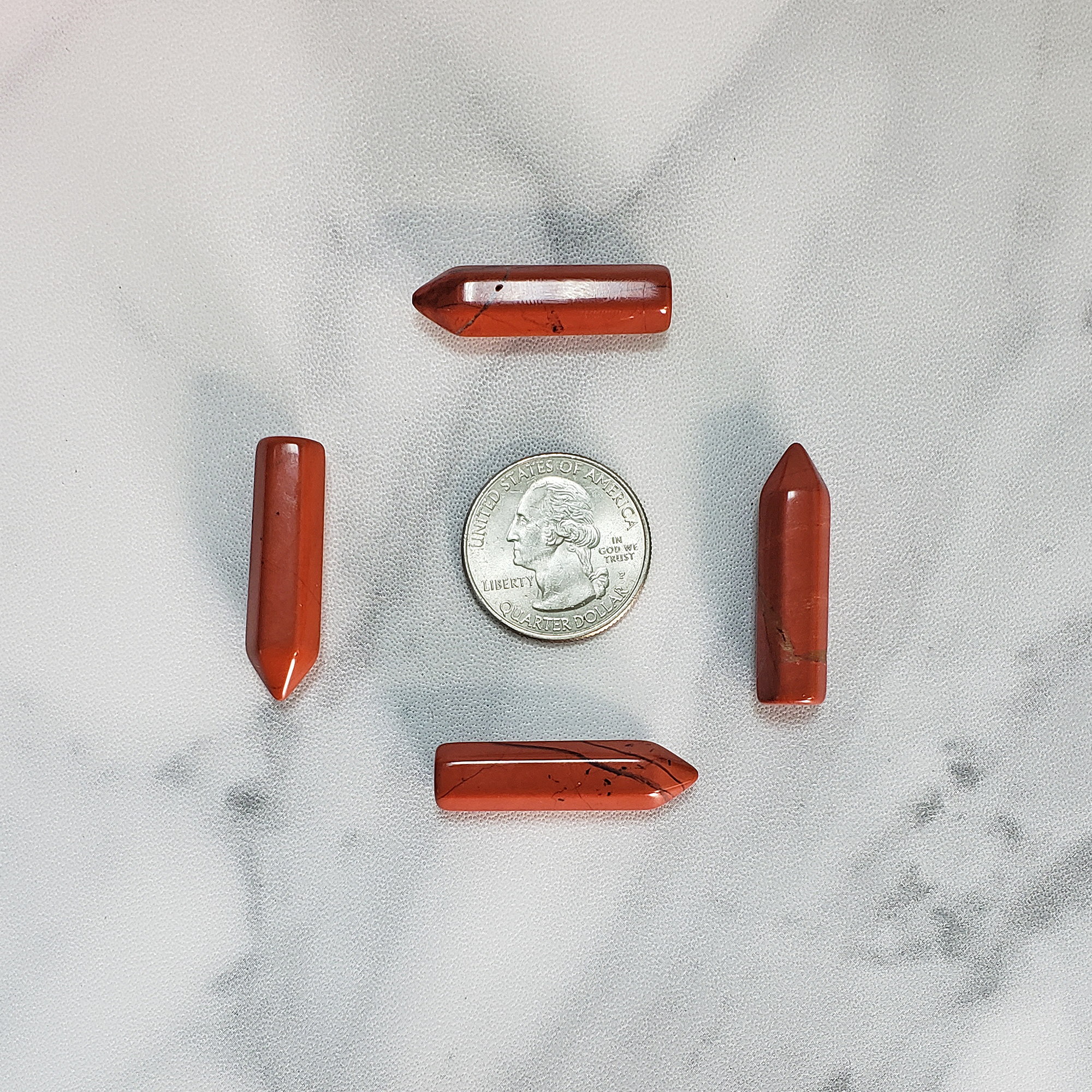 Red Jasper Stone Natural Crystal Tower Point | MINI - Size Comparison