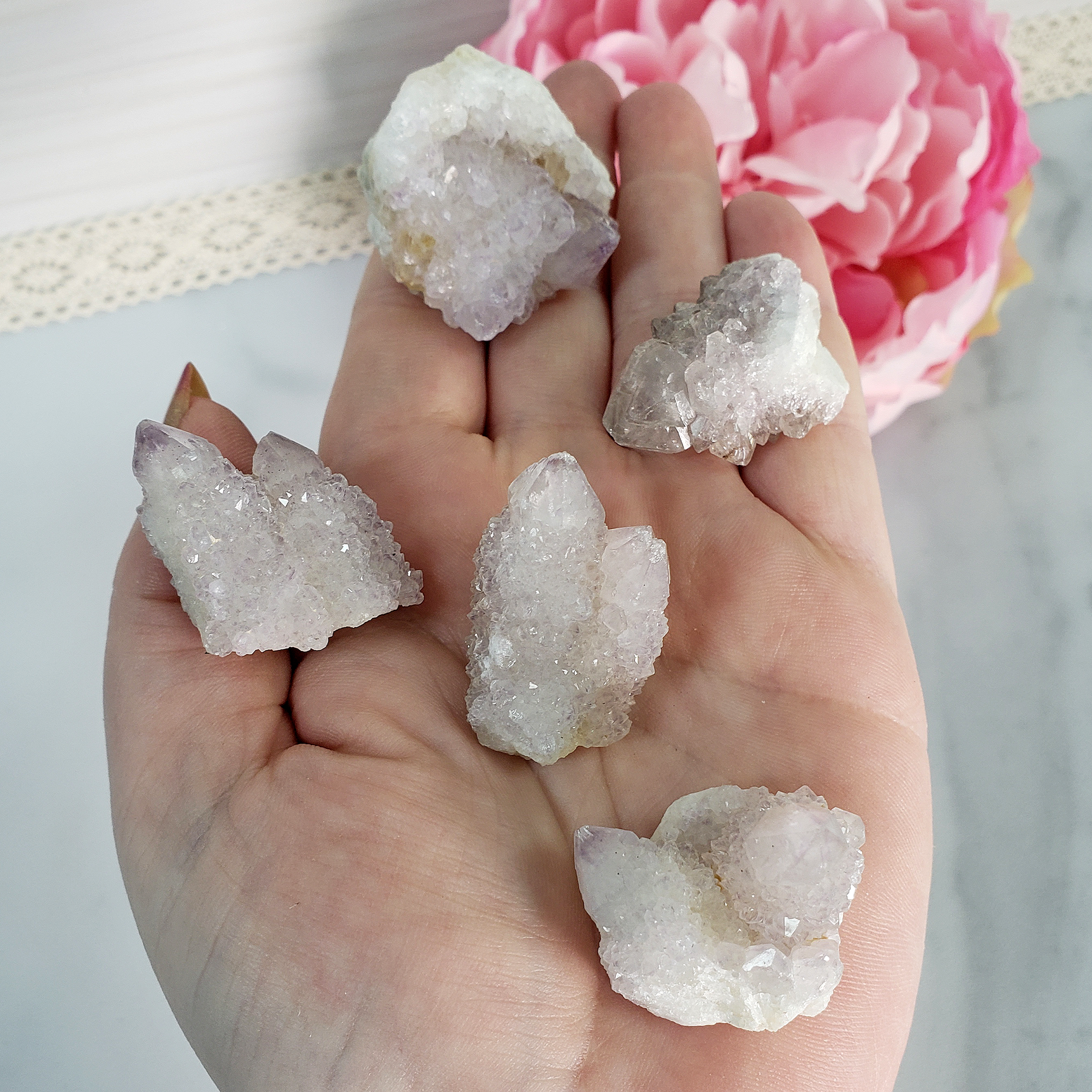 Spirit Cactus Quartz Lavender Amethyst Crystal Natural Druzy Cluster | MINI - In Hand