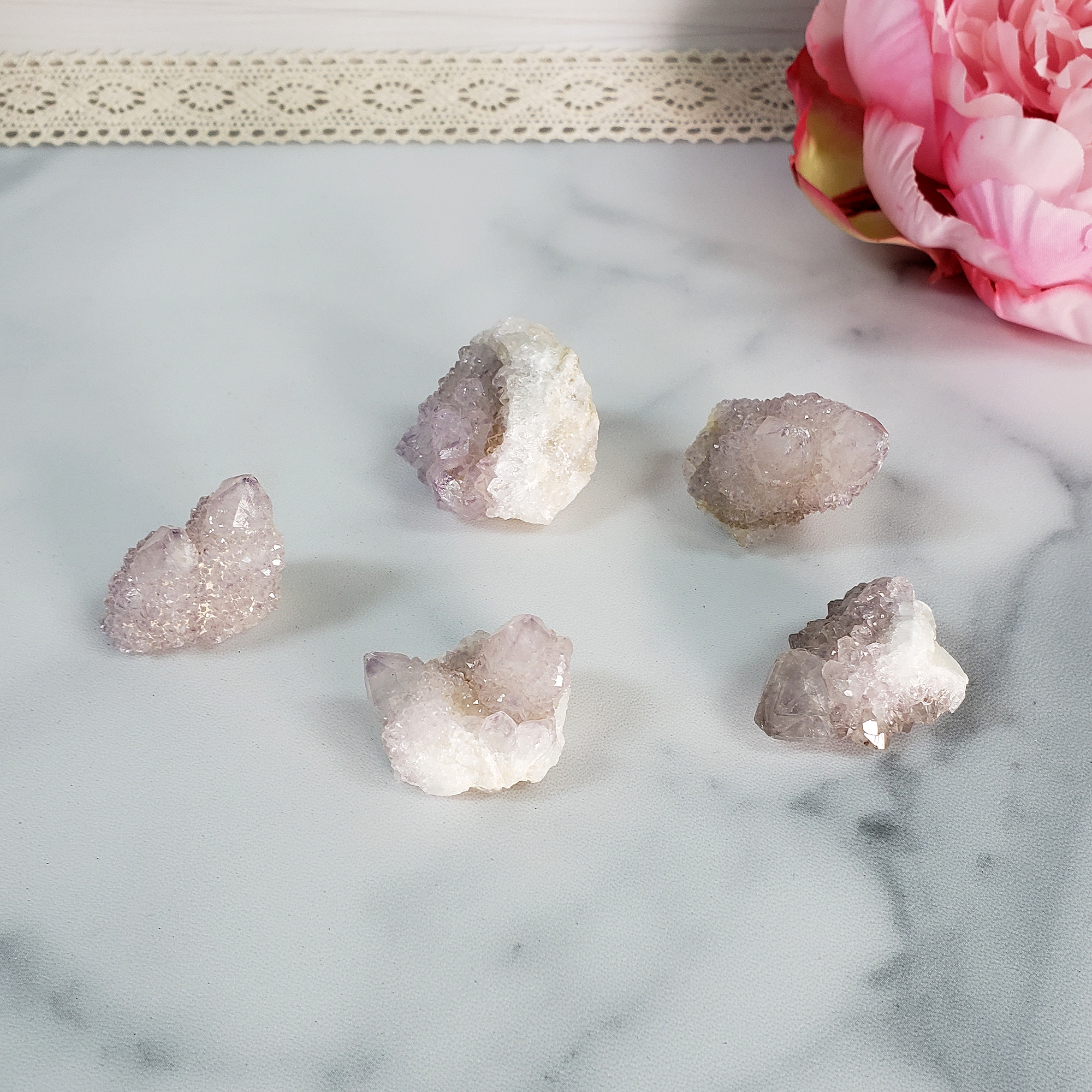 Spirit Cactus Quartz Lavender Amethyst Crystal Natural Druzy Cluster | MINI - On Tile