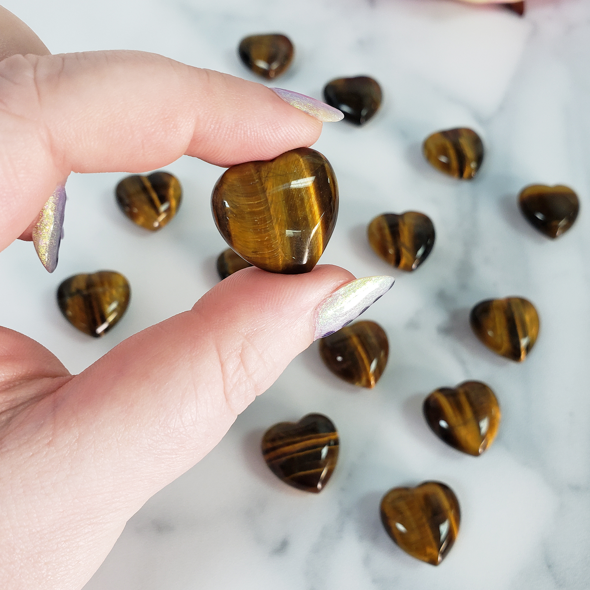 Tigers Eye Stone Natural Crystal Heart Mini Carving - One Heart