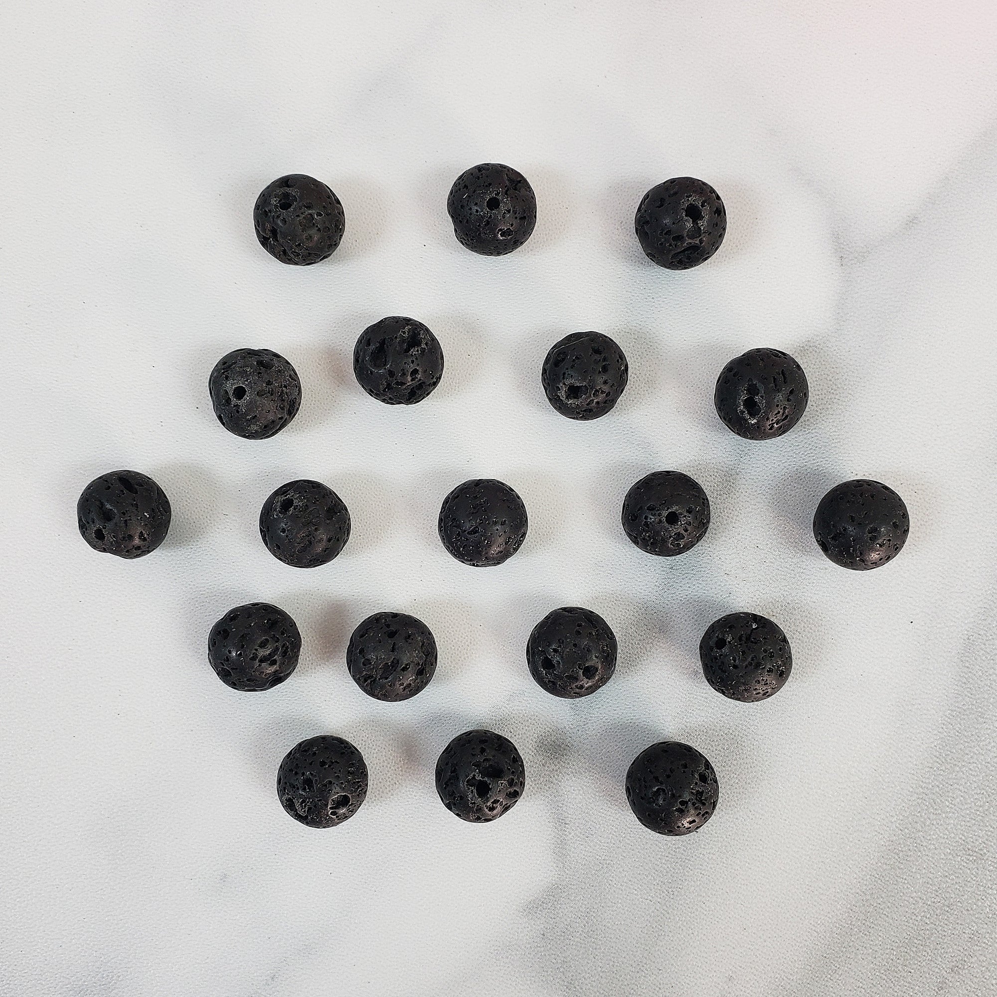 Lava Rock Scoria Black Basalt Natural Crystal Sphere Gemstone Bead | 12mm DRILLED