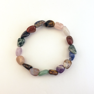 Mixed Gemstone Rainbow Nugget Stretch Bracelet - 1