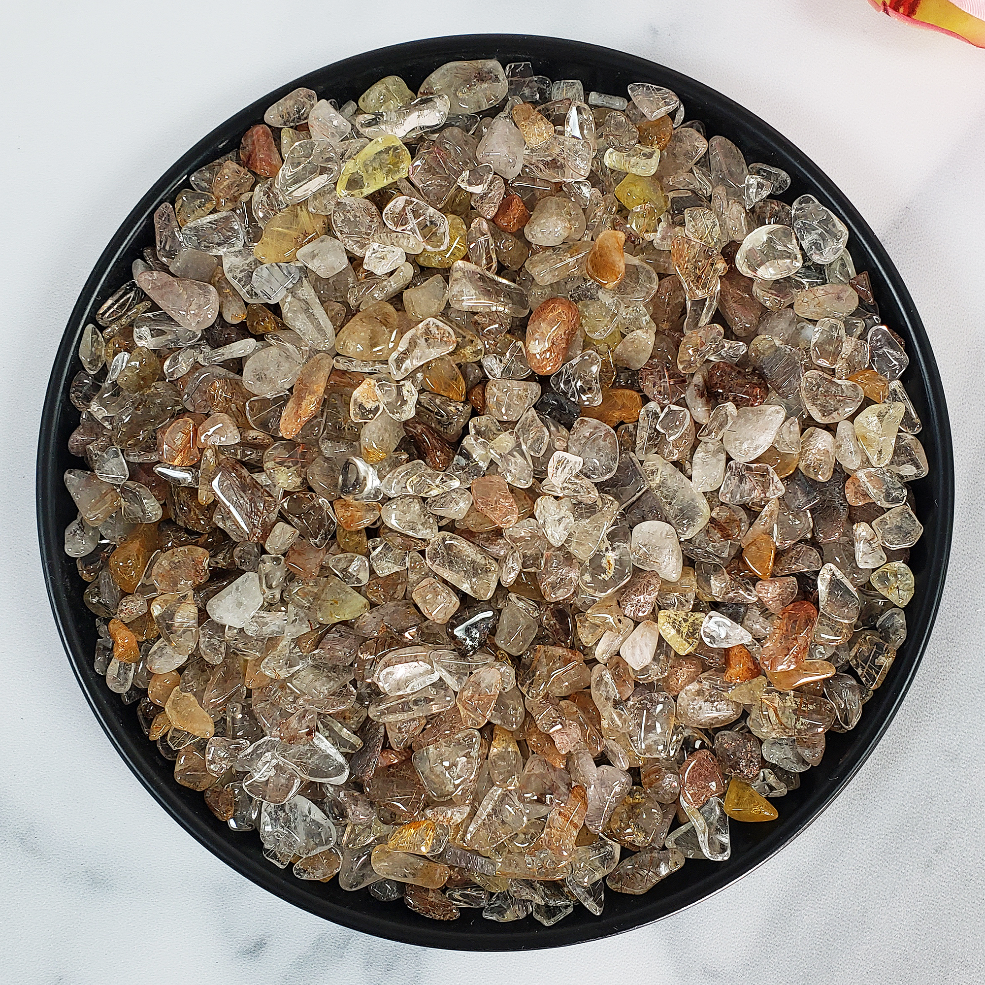 Mixed Rutilated Quartz Crystal Natural Gemstone Chips By the Ounce