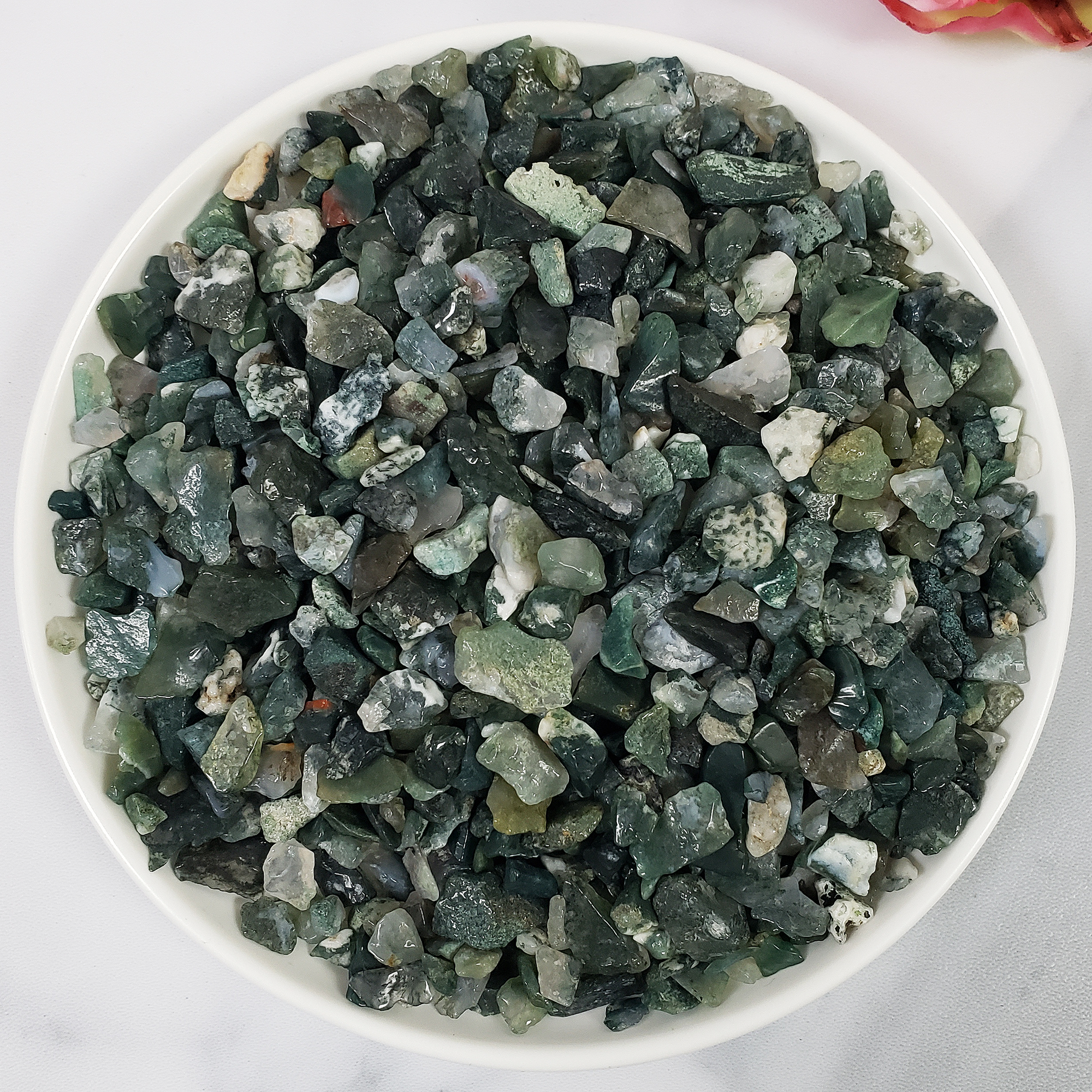 Moss Agate Stone Natural Crystal Chips By the Ounce - 2