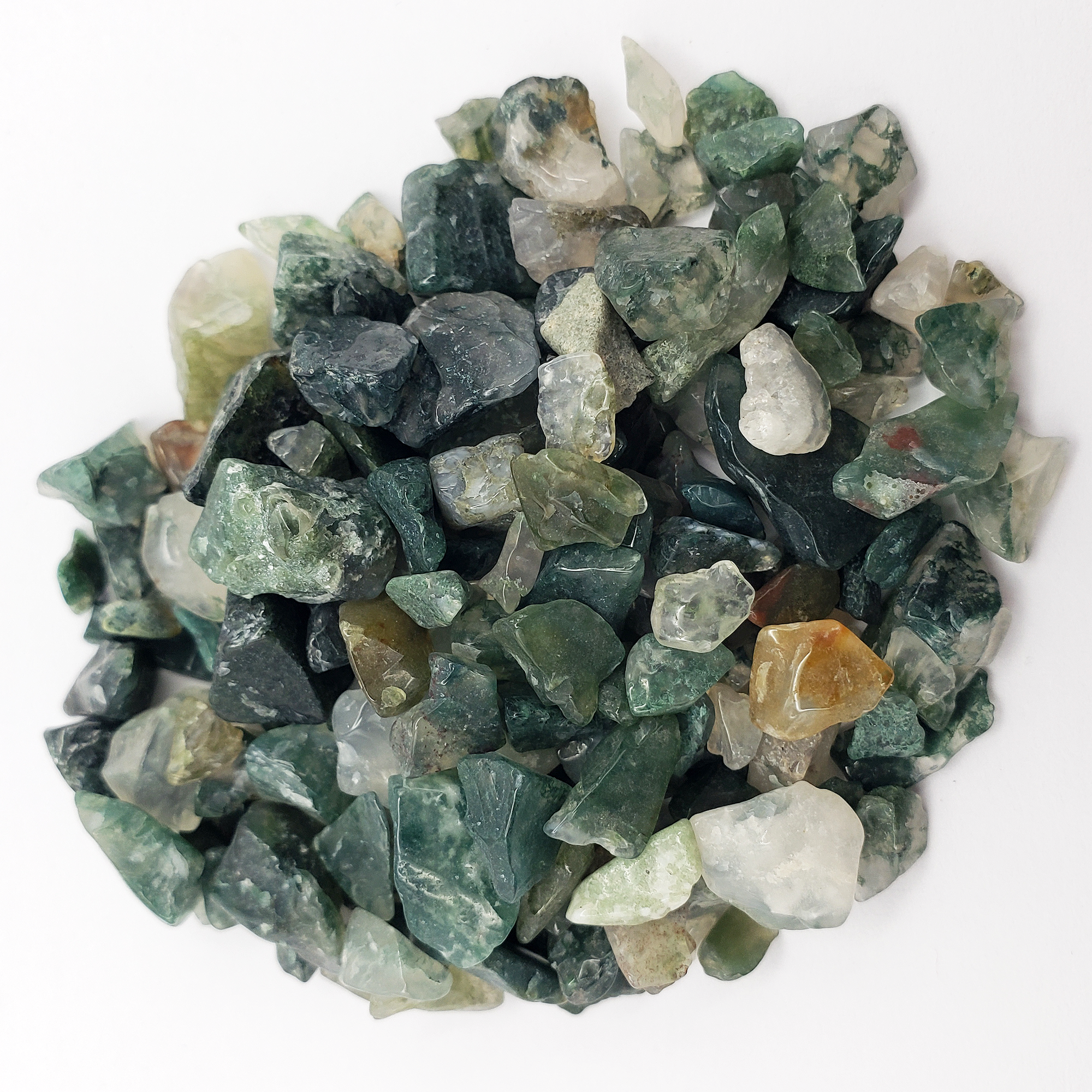 Moss Agate Stone Natural Crystal Chips By the Ounce - 4