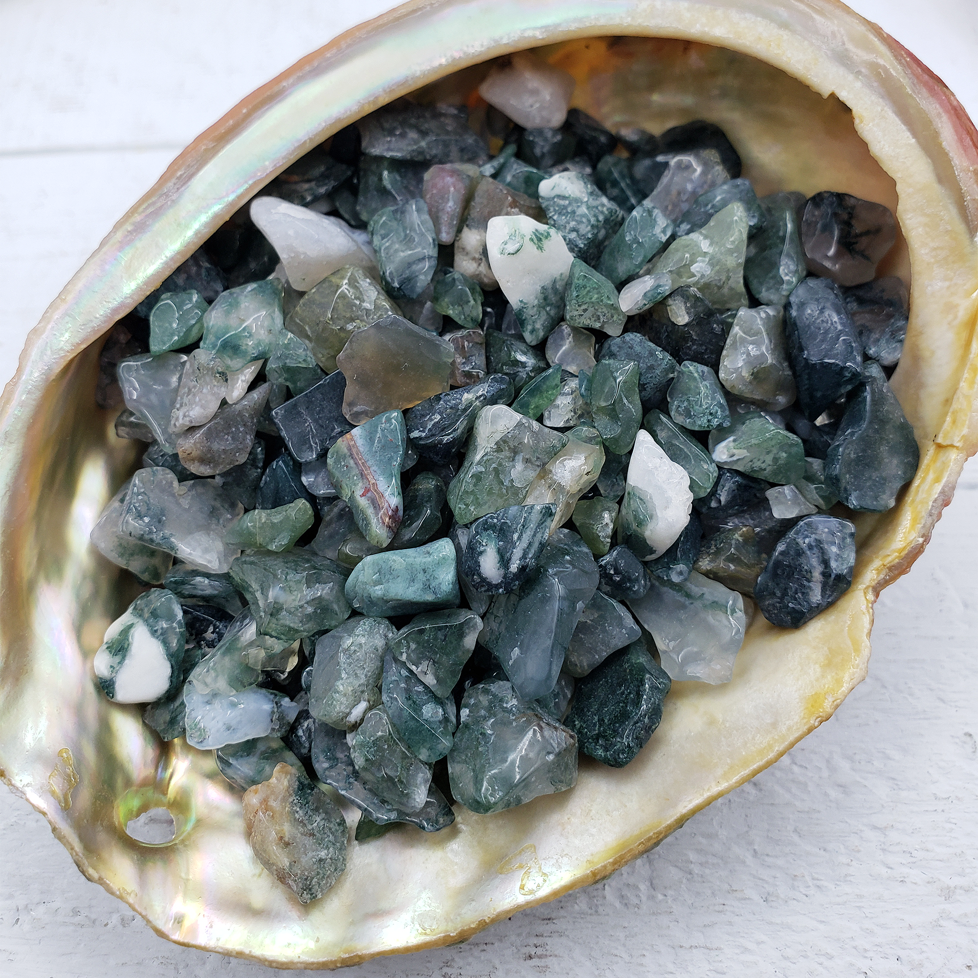 Moss Agate Stone Natural Crystal Chips By the Ounce - 7