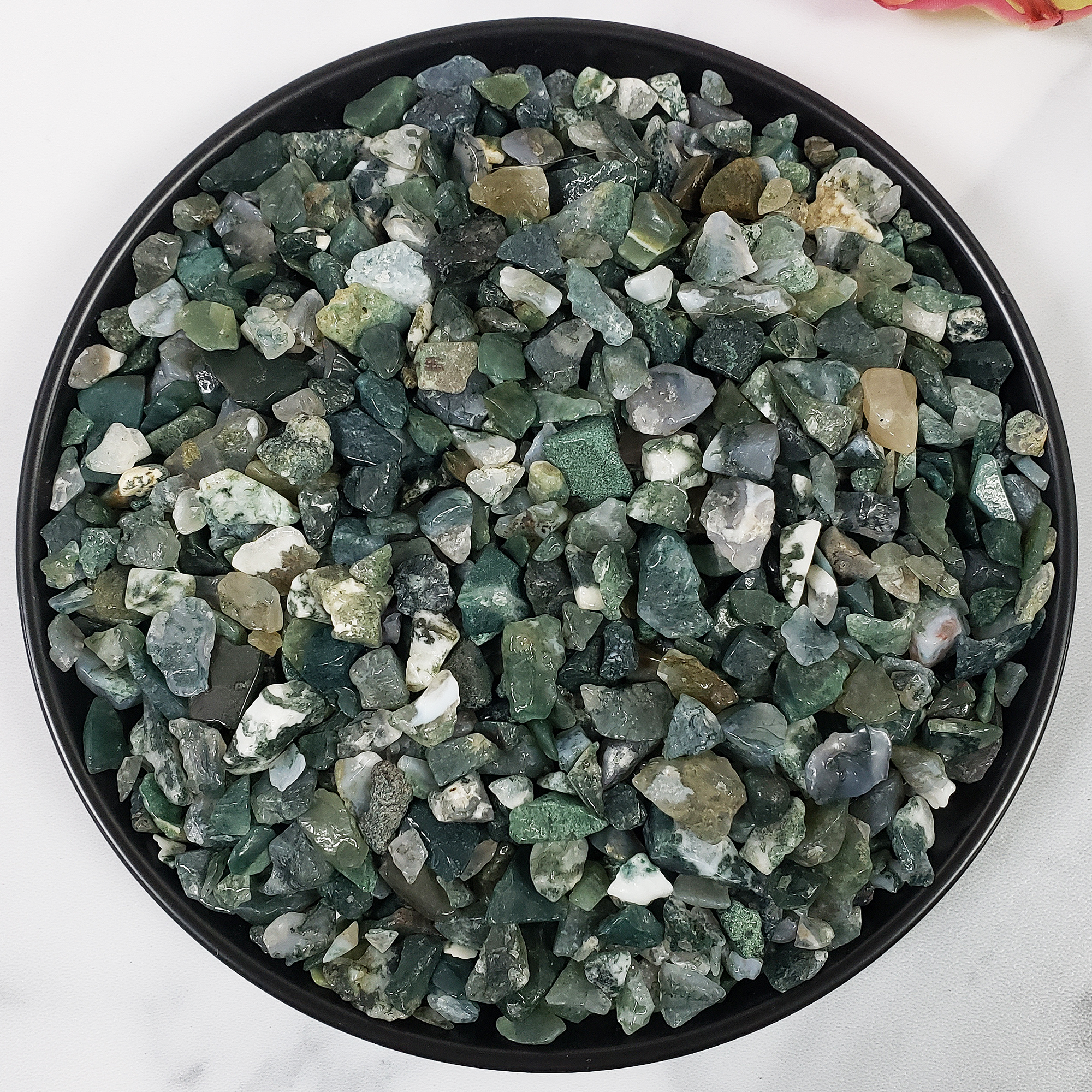 Moss Agate Stone Natural Crystal Chips By the Ounce