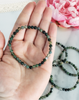 Moss Agate Stone Natural Crystal 4-6mm Bead Bracelet - 5