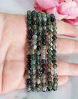 Moss Agate Stone Natural Crystal 4-6mm Bead Bracelet - 4