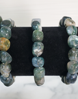 Moss Agate Crystal Natural Gemstone Nugget Bead Bracelet - 5