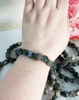 Moss Agate Crystal Natural Gemstone Nugget Bead Bracelet - 6