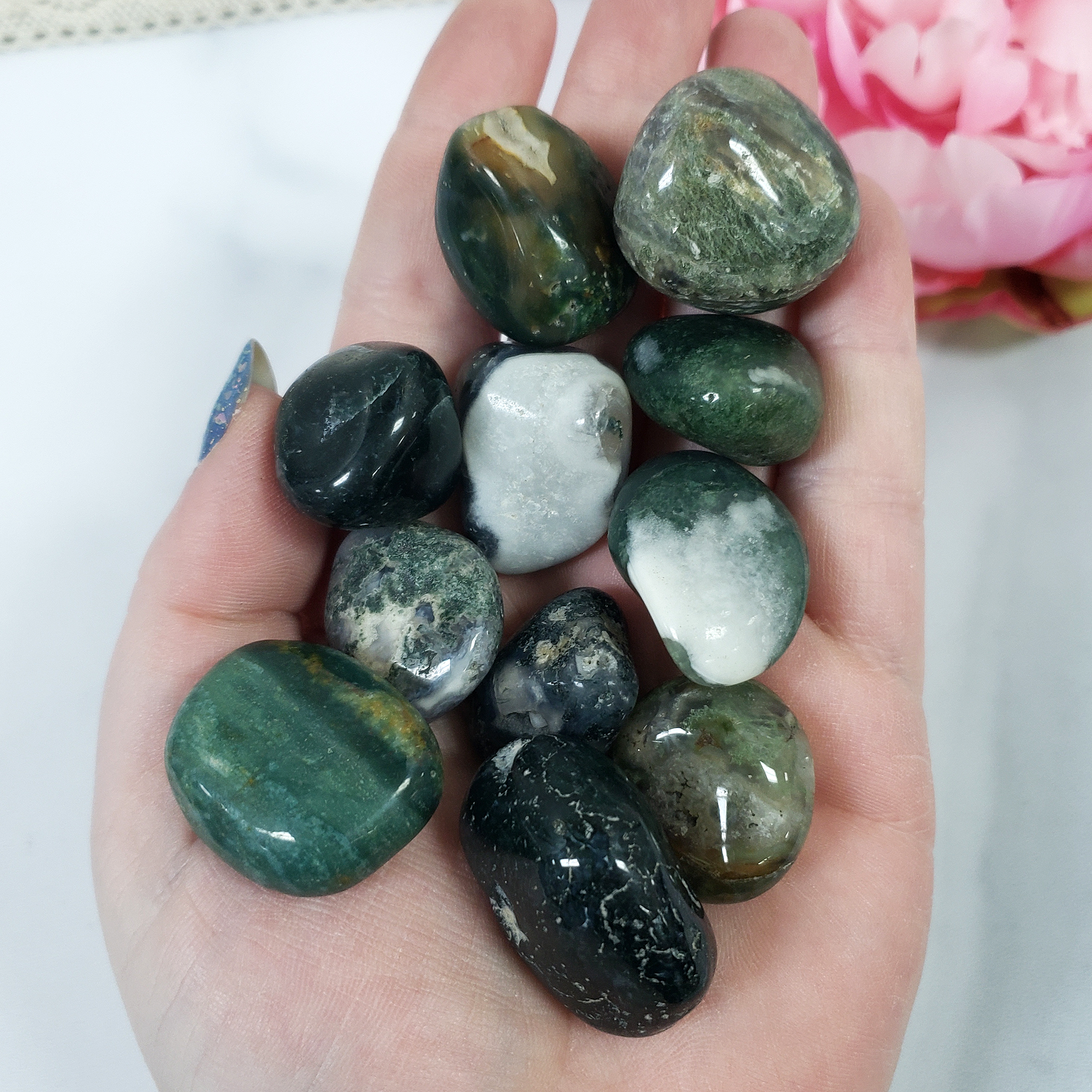 Moss Agate Crystal Natural Gemstone Tumbled Stone - 1