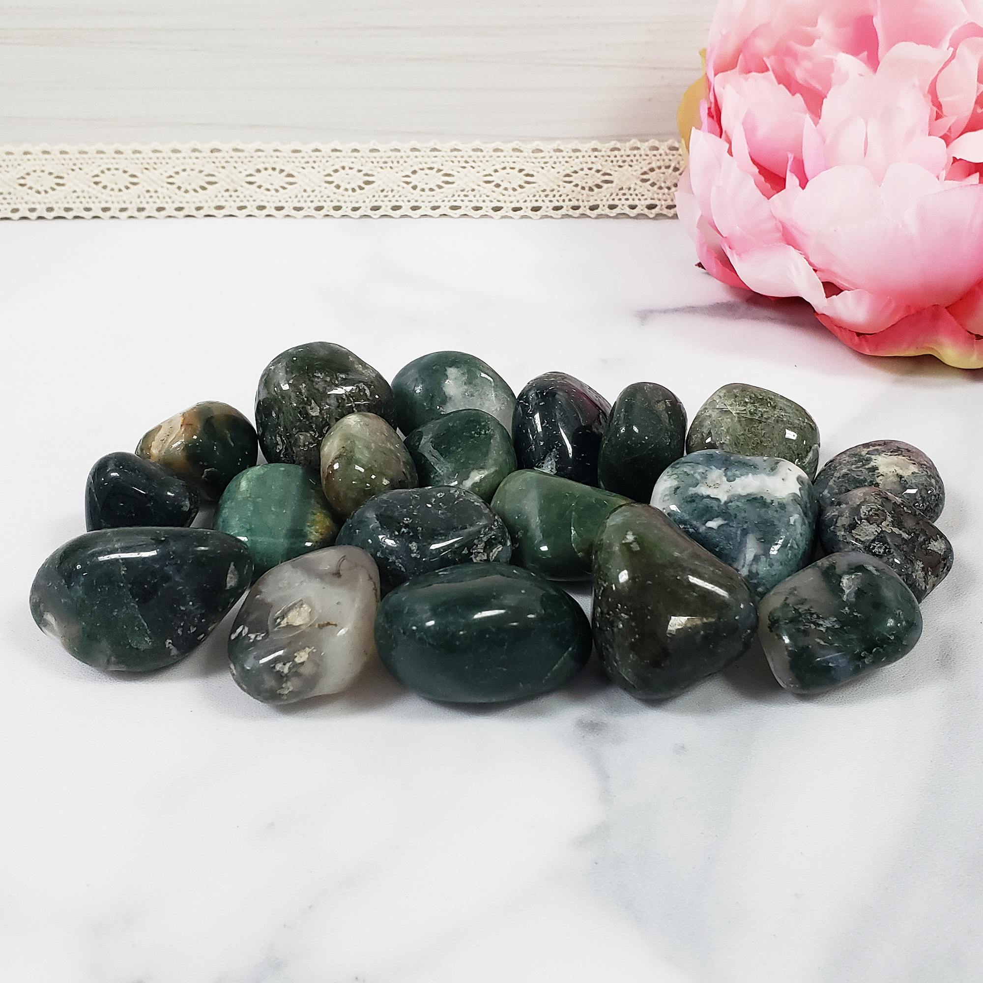 Moss Agate Crystal Natural Gemstone Tumbled Stone