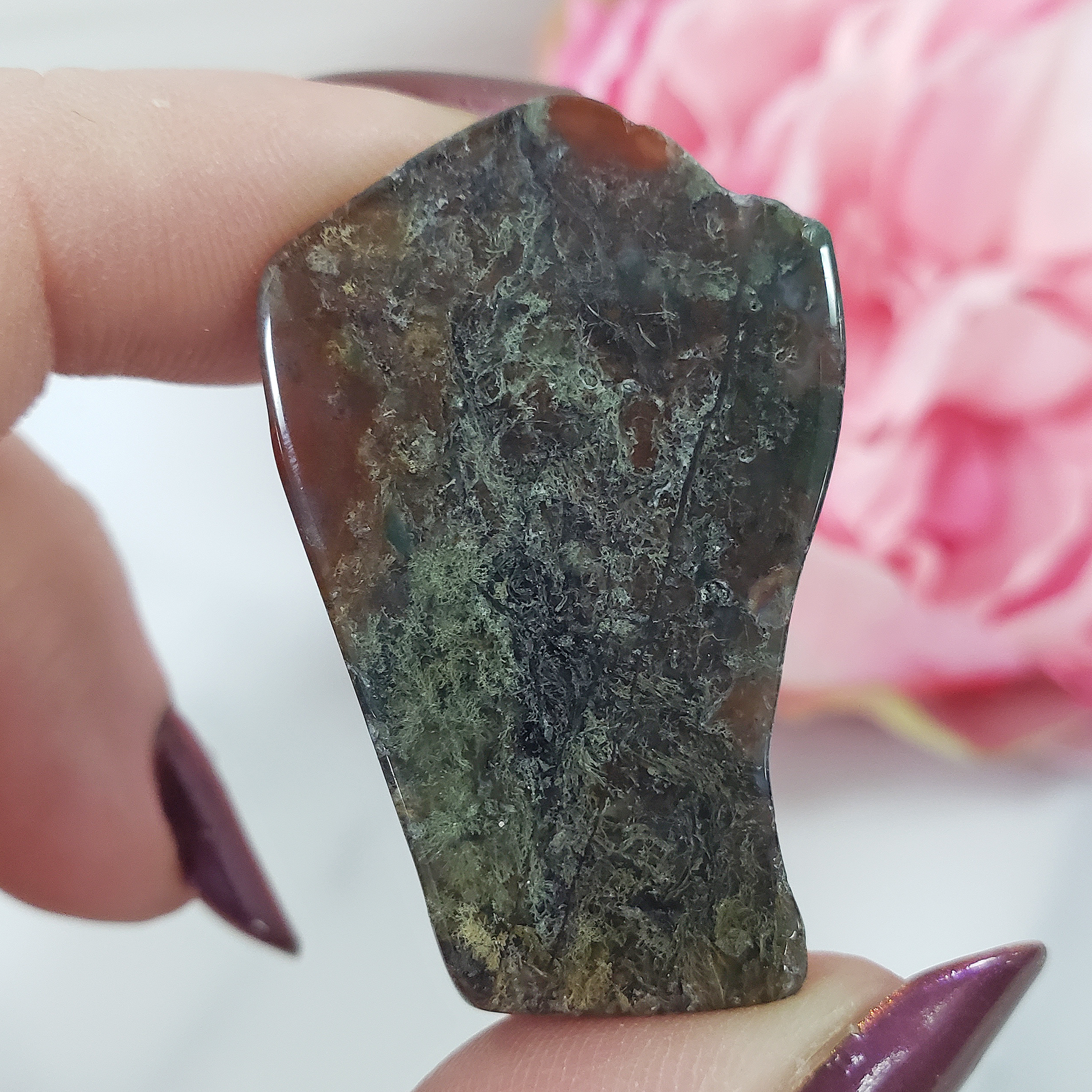 Moss Agate with Carnelian Slice Stone Slab Natural Gemstone Slice | SMALL - 2