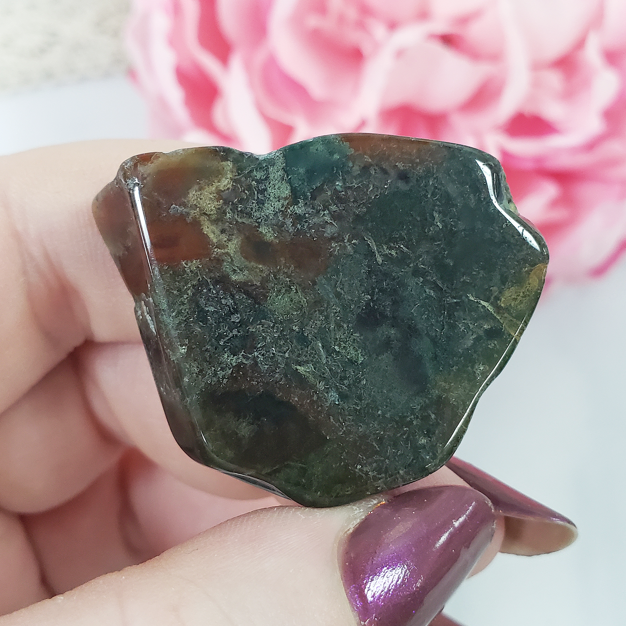 Moss Agate with Carnelian Slice Stone Slab Natural Gemstone Slice | SMALL - 1