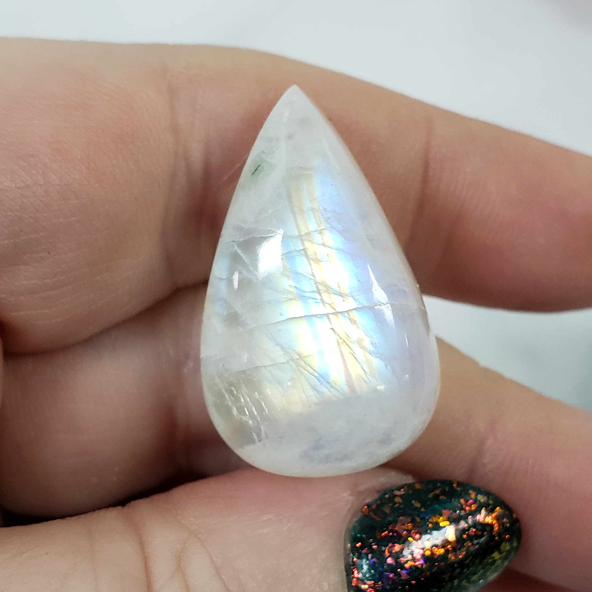 Unique 33 Carat Flashy Rainbow Moonstone Cabochon Natural High Quality Crystal | Myth