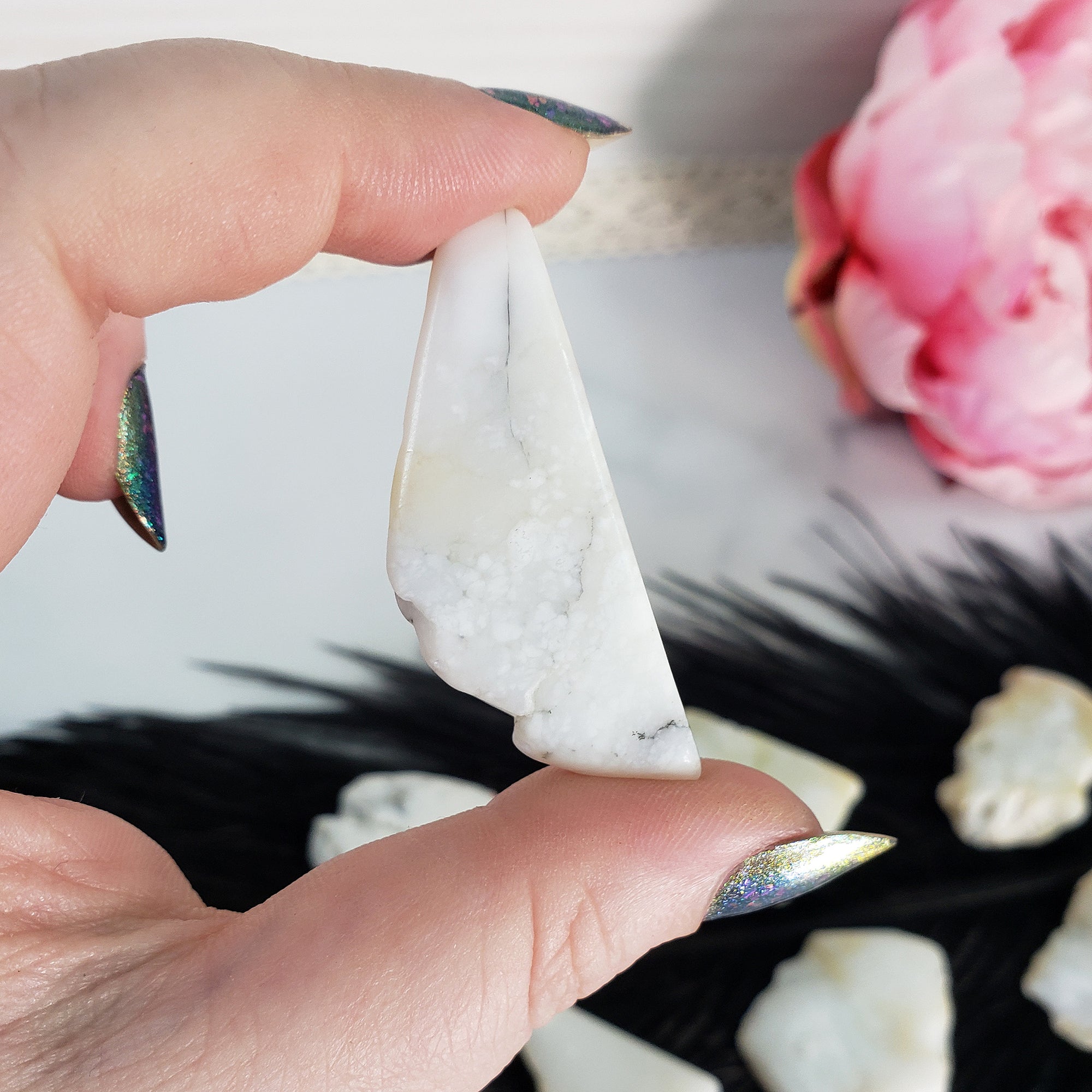 Common White Opal Crystal Natural Gemstone Slice - Natural Opalite