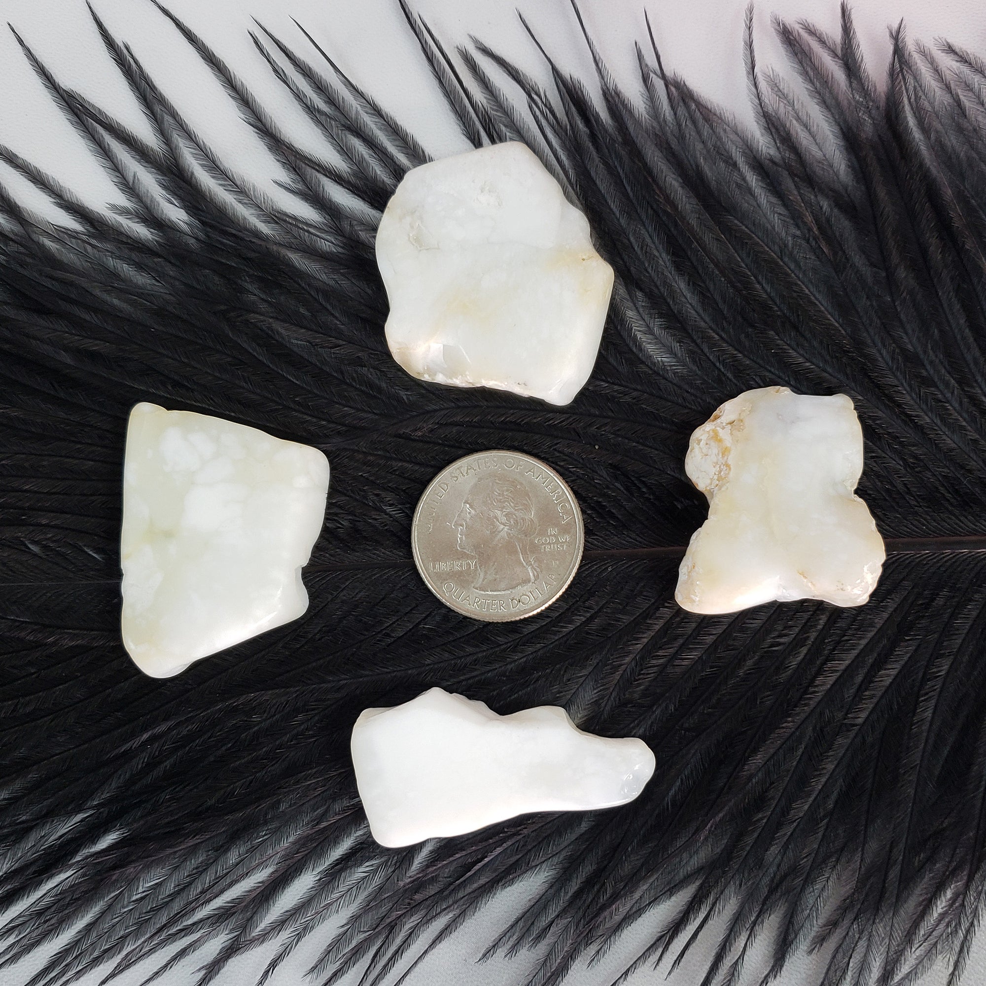 Common White Opal Crystal Natural Gemstone Slice - Crystal Slices for Jewelry Projects