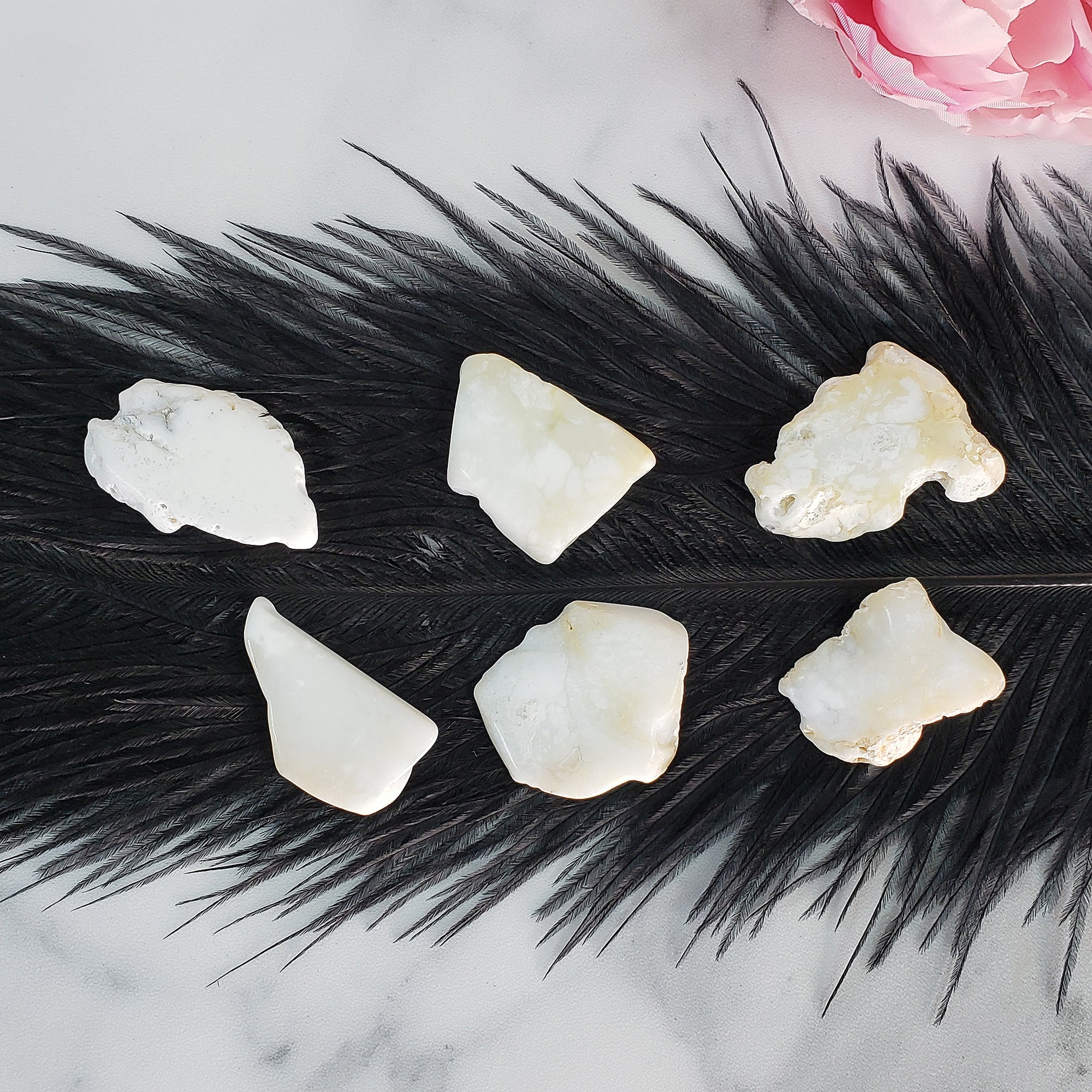 Common White Opal Crystal Natural Gemstone Slice