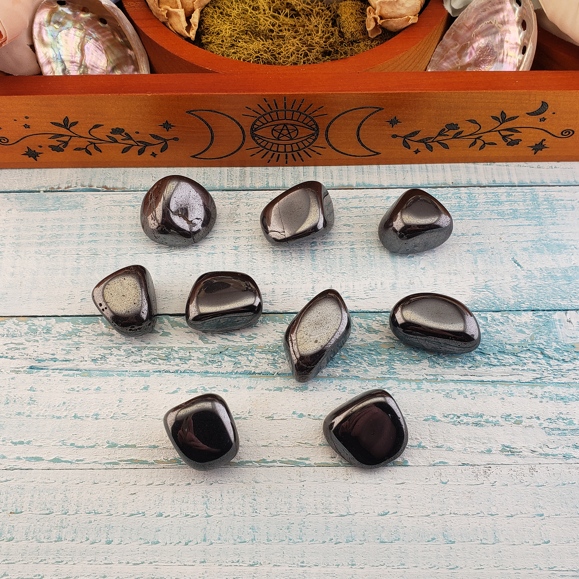 Hematite Natural Tumbled Stone - One Stone - On Board 2