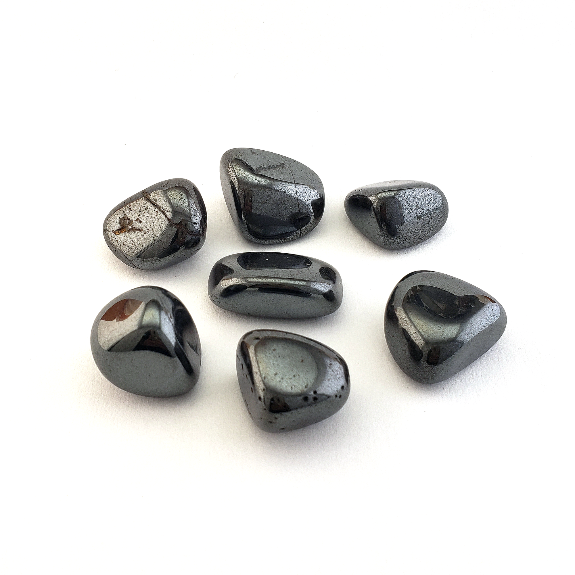 Hematite Natural Tumbled Stone - One Stone - White Background