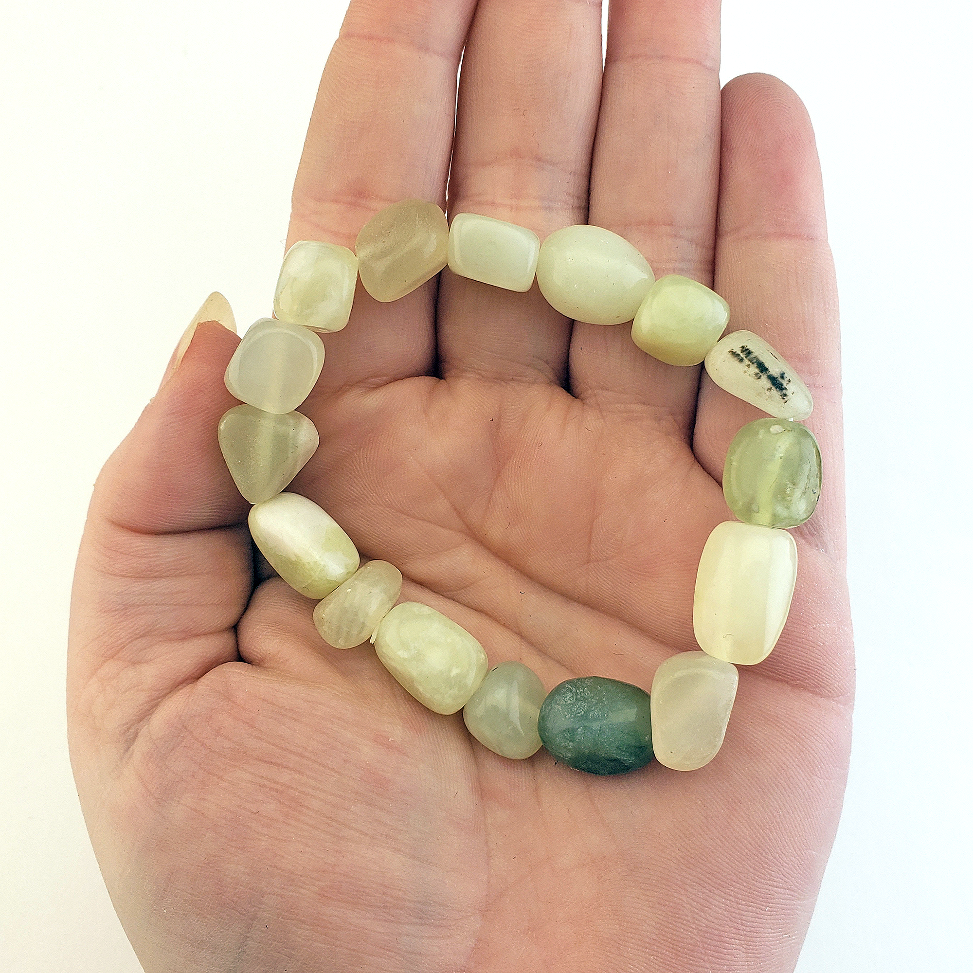 New Jade Serpentine Gemstone Nugget Polished Bracelet - In Hand