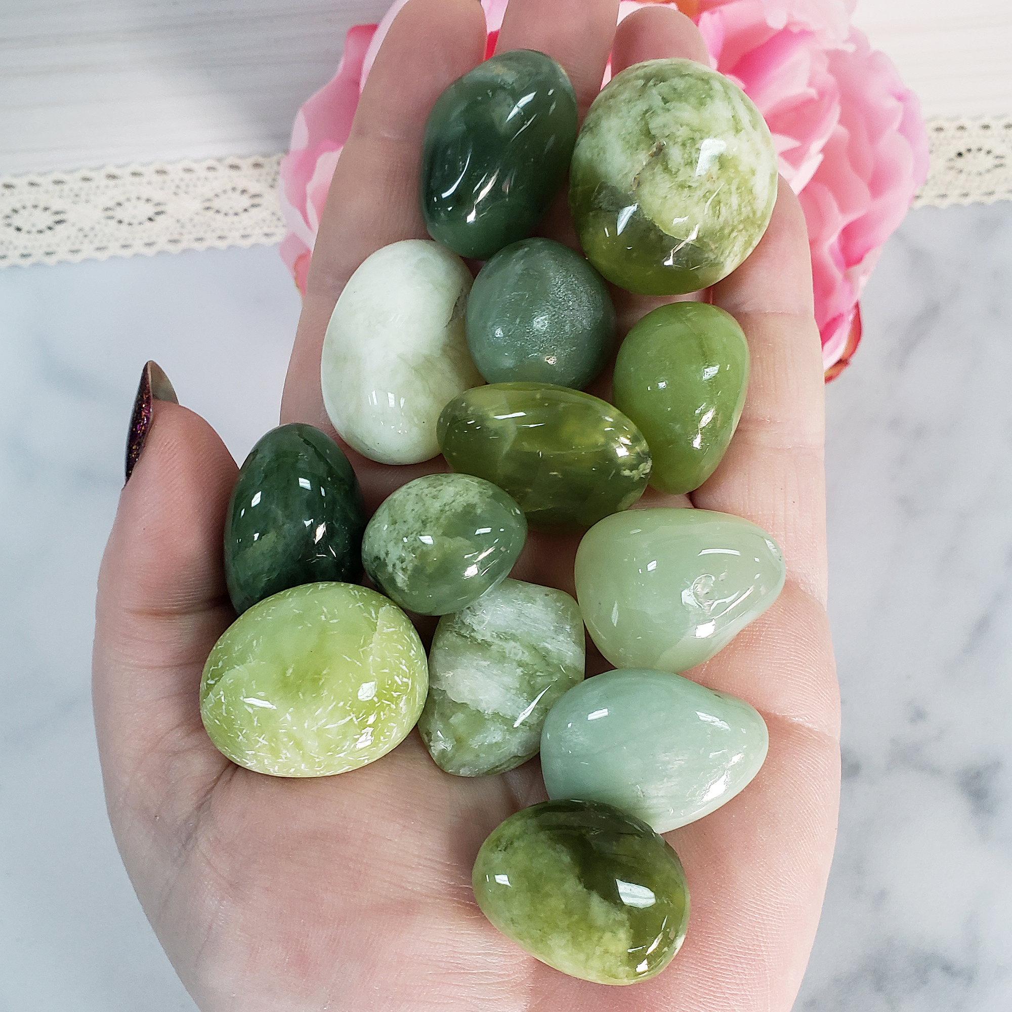 New Jade Serpentine Gemstone Natural Crystal Tumbled Stone | One Stone - 1