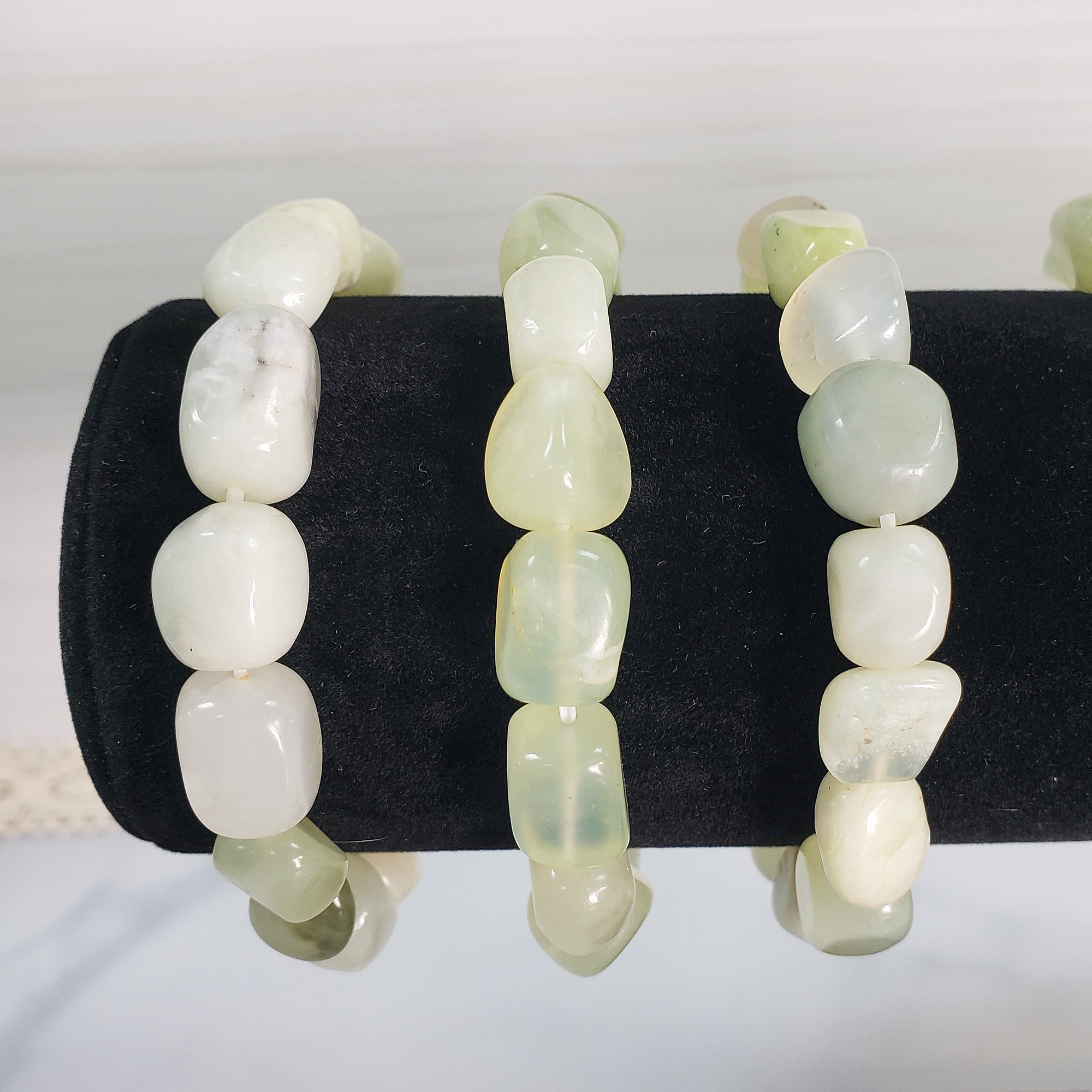 New Jade Serpentine Stone Natural Crystal Nugget Bead Bracelet - 2